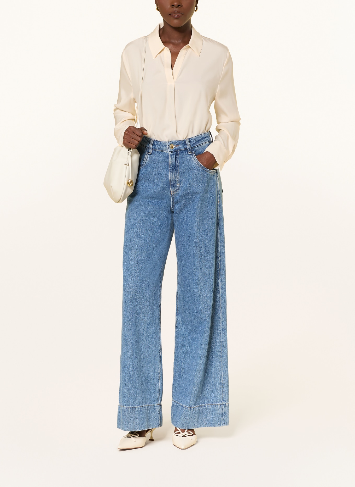 HERZENS Blouse-style shirt with silk: ECRU
