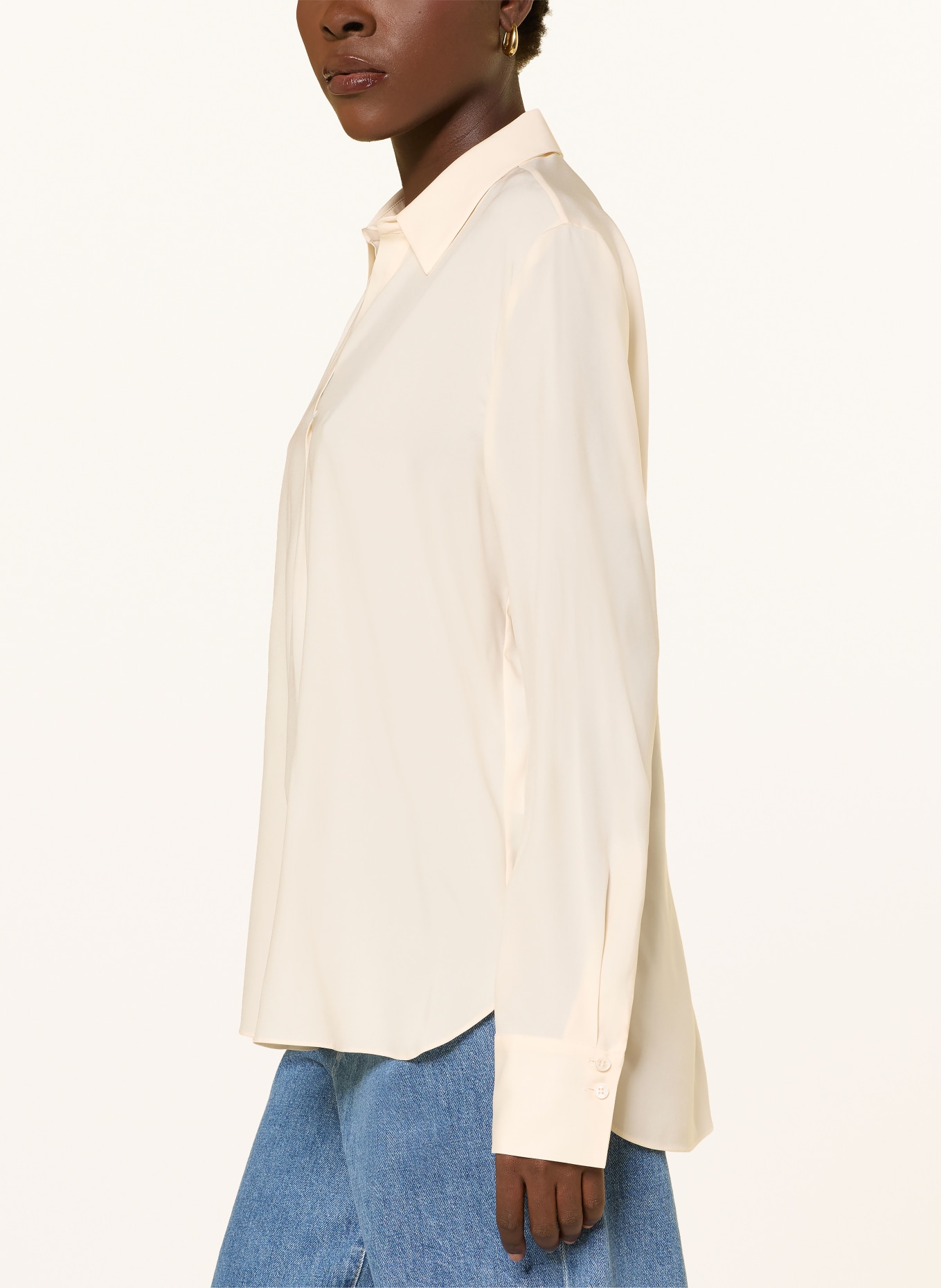 HERZENS Blouse-style shirt with silk: ECRU