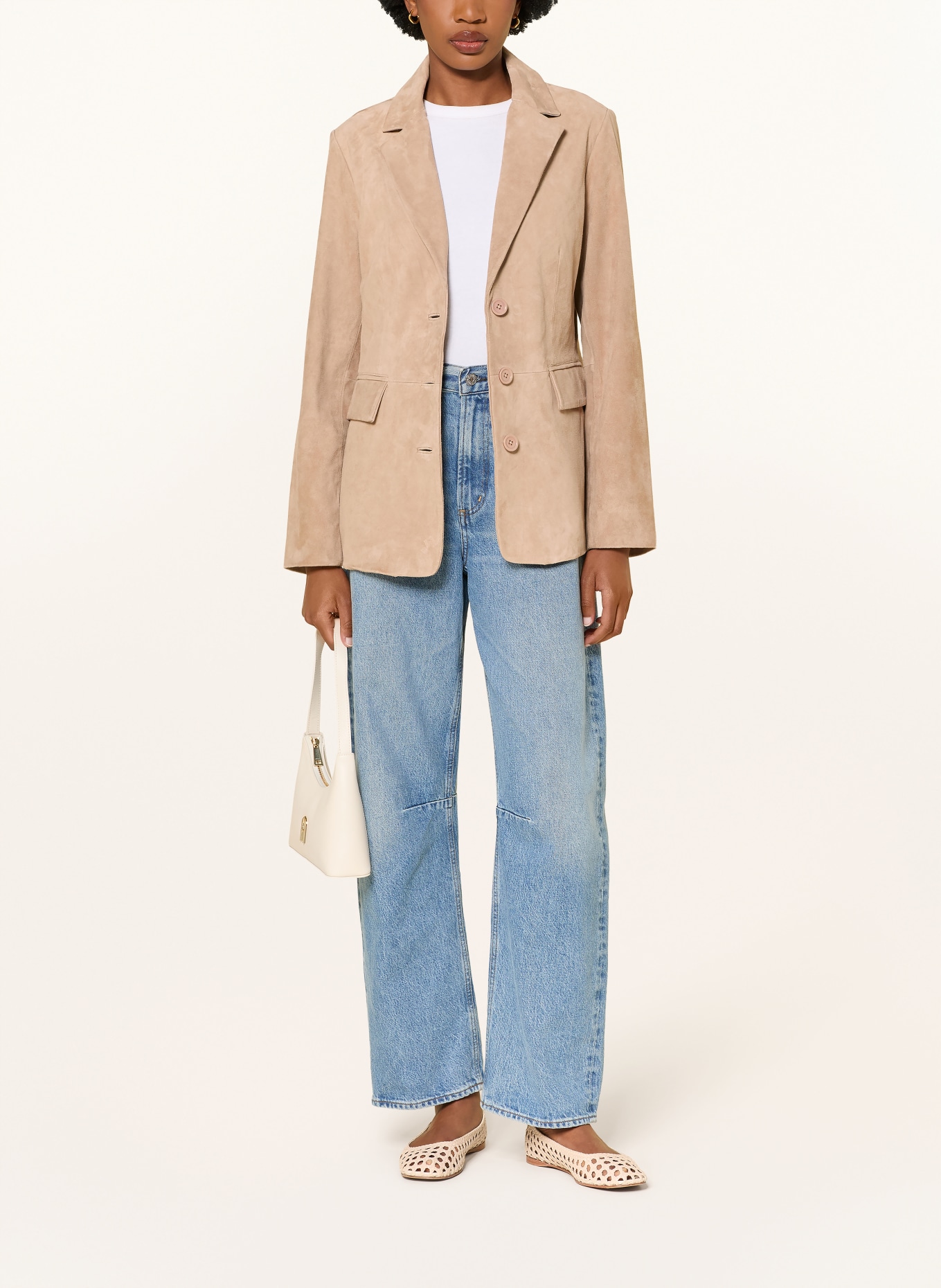HERZENS Blazer din piele: BEJ