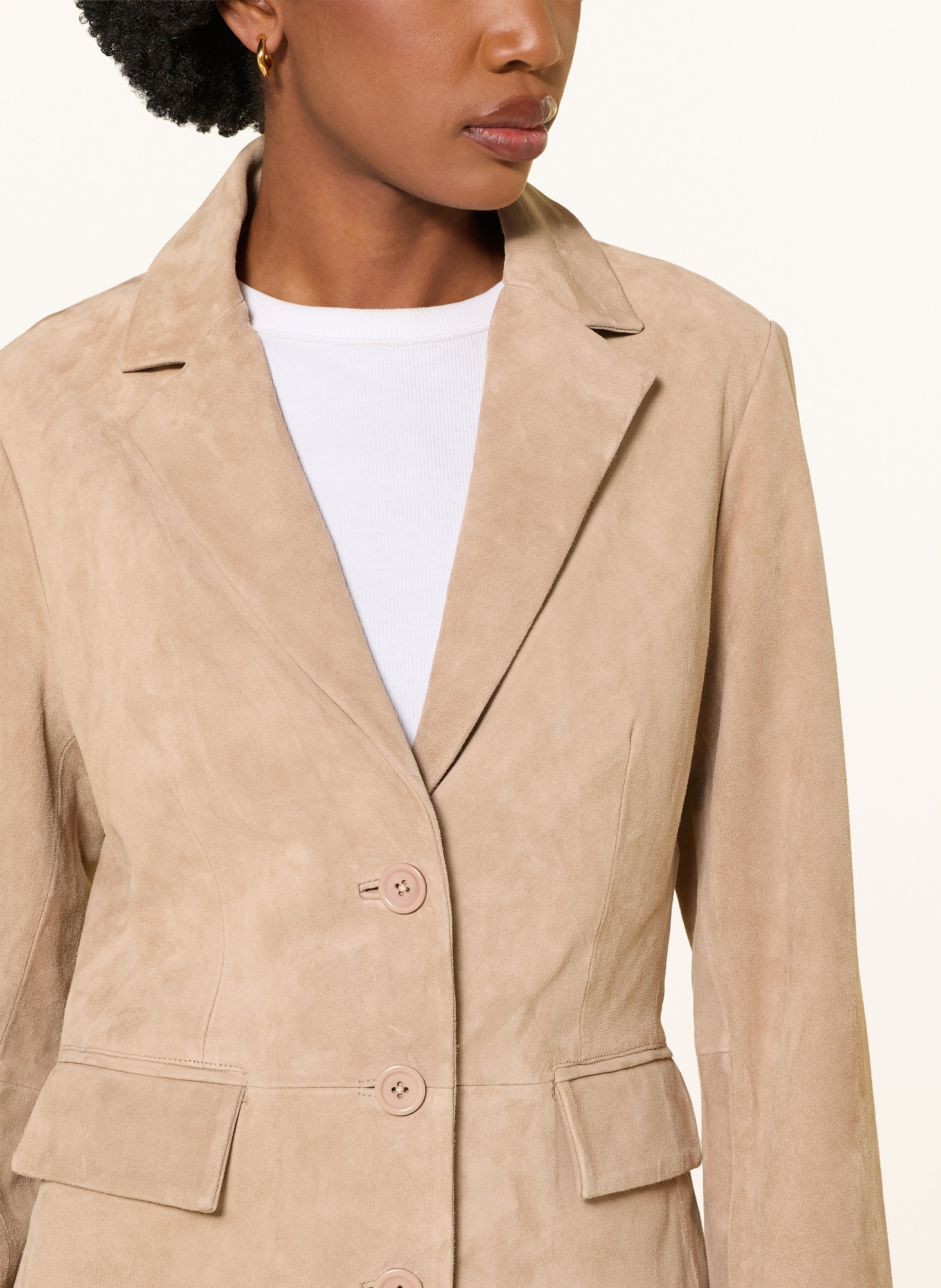 HERZENS Blazer din piele: BEJ