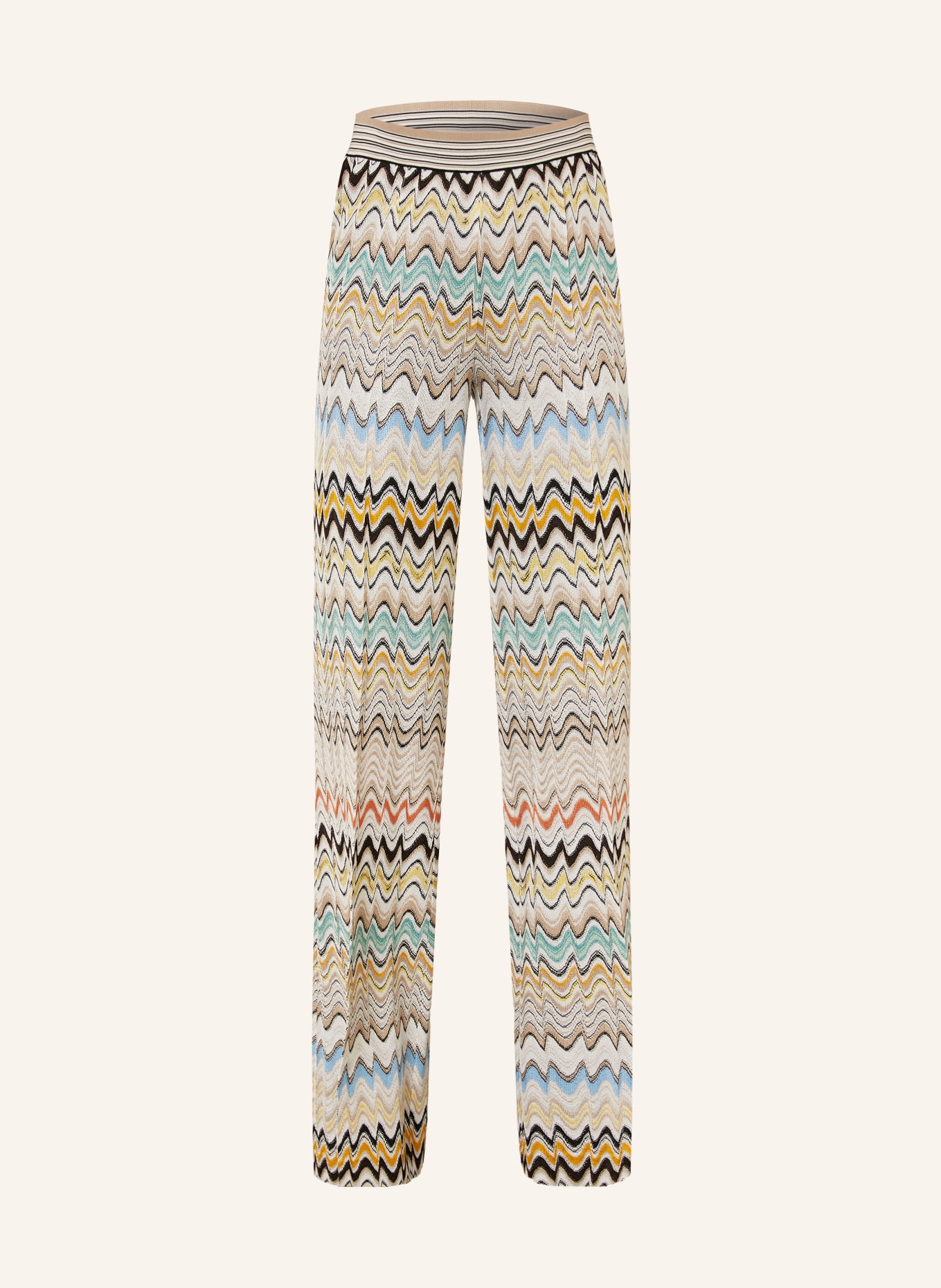 MISSONI Strickhose: BEIGE / GELB / TÜRKIS