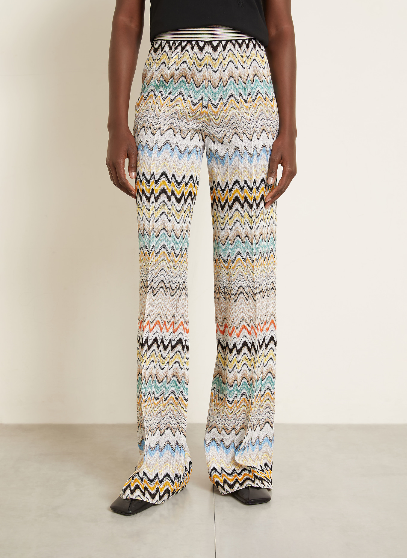 MISSONI Strickhose: BEIGE / GELB / TÜRKIS