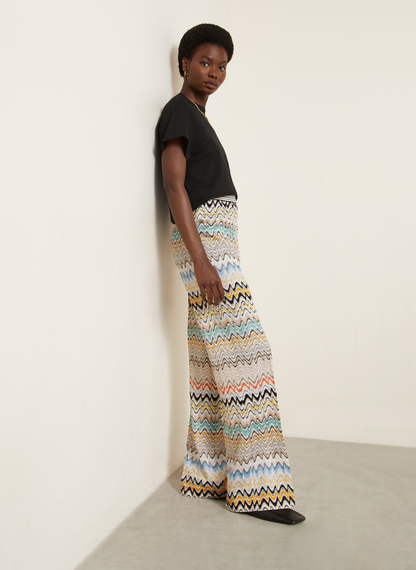 MISSONI Strickhose: BEIGE / GELB / TÜRKIS