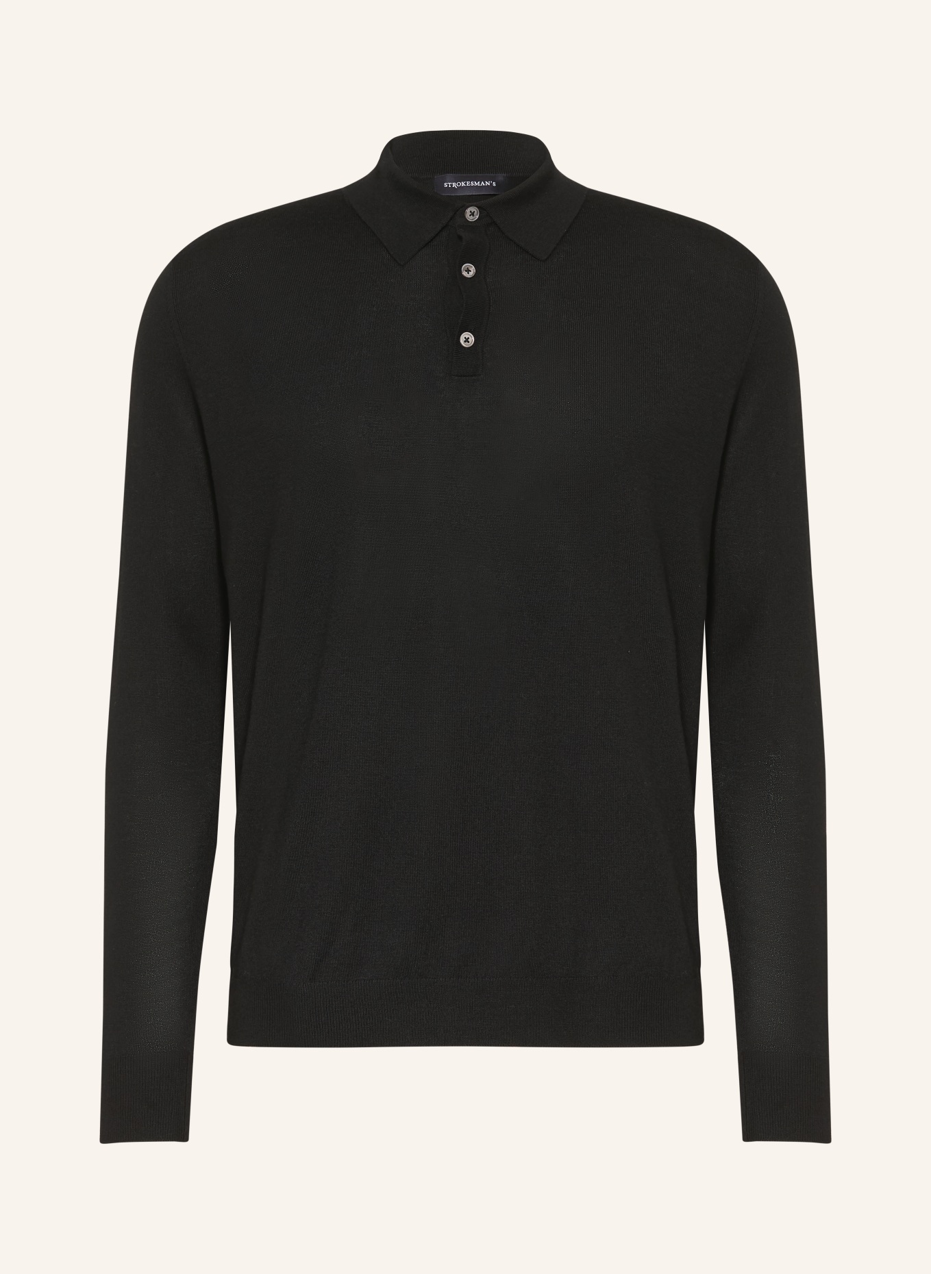 STROKESMAN'S Strick-Poloshirt: SCHWARZ