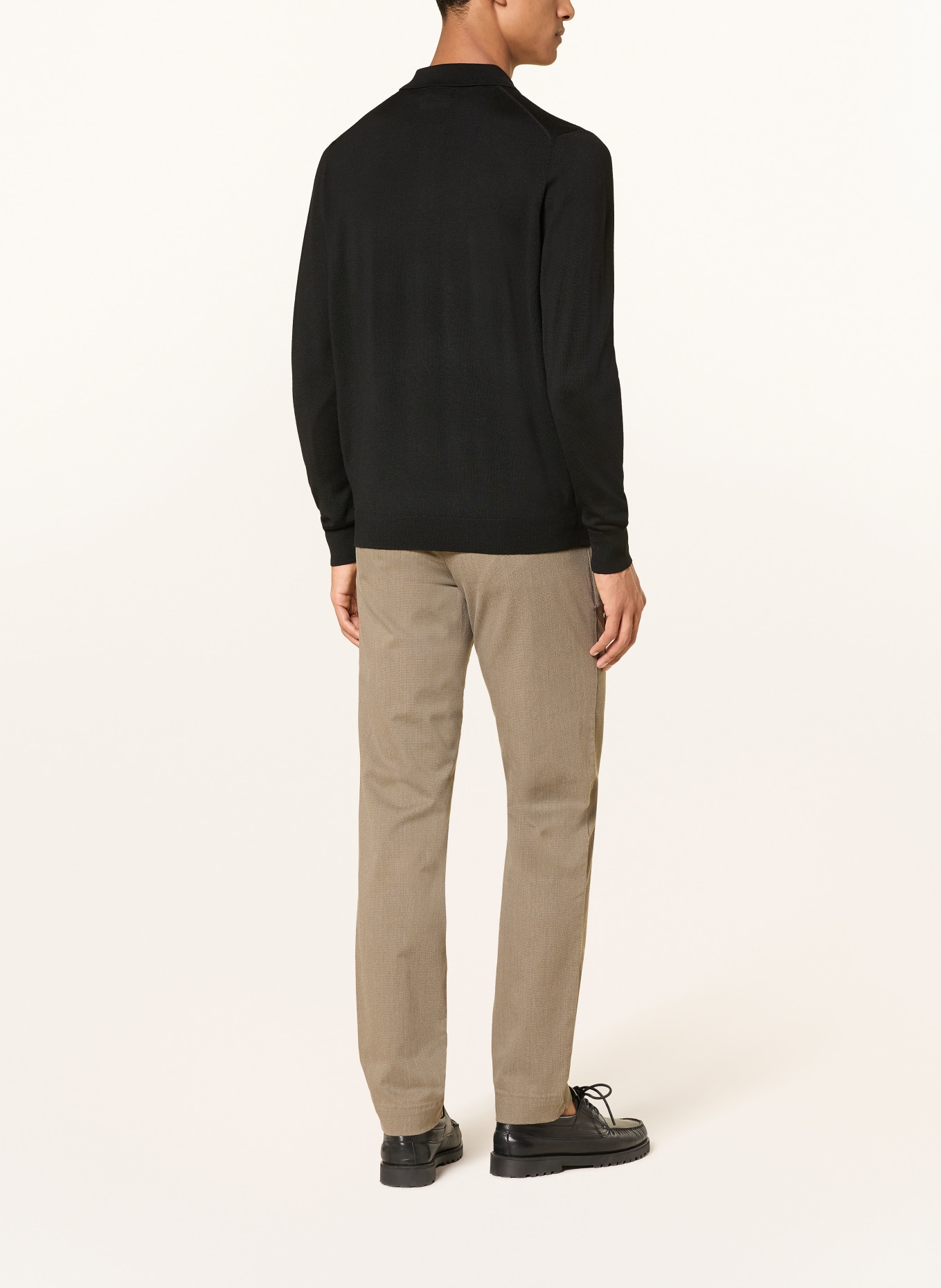 STROKESMAN'S Strick-Poloshirt: SCHWARZ