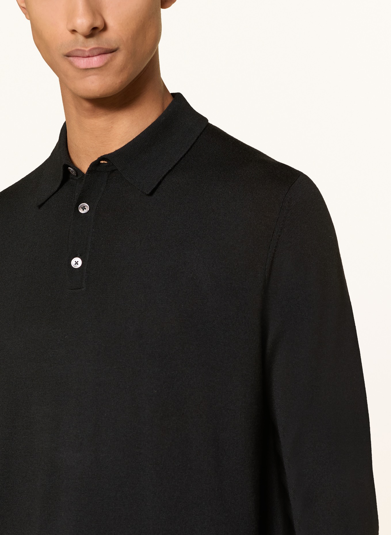 STROKESMAN'S Strick-Poloshirt: SCHWARZ