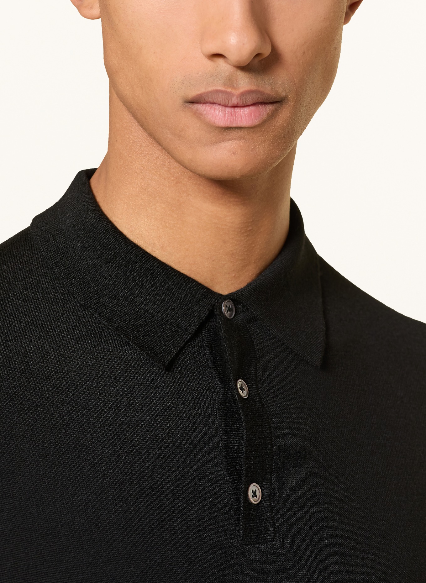 STROKESMAN'S Strick-Poloshirt: SCHWARZ
