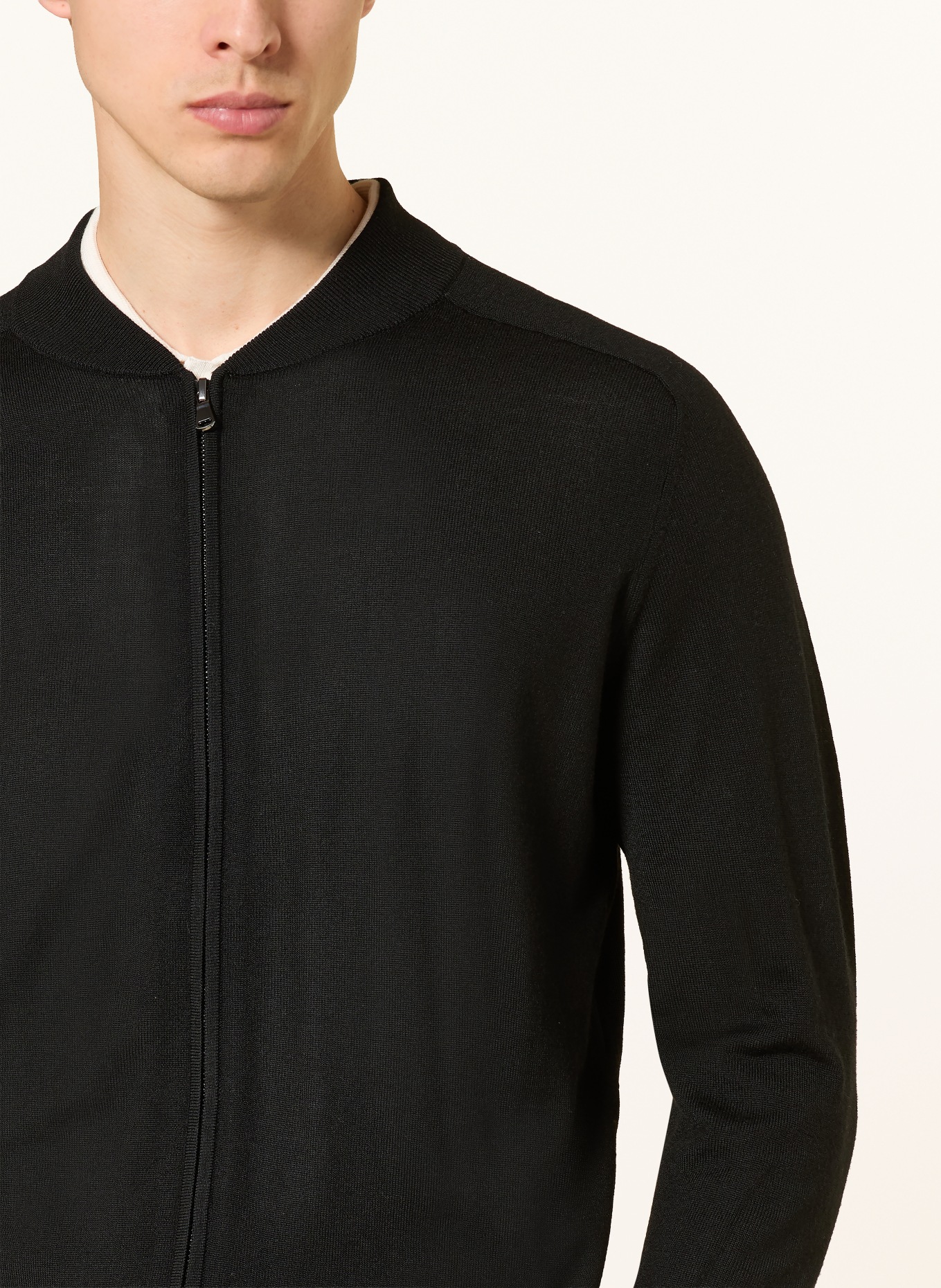 STROKESMAN'S Merino wool cardigan: BLACK