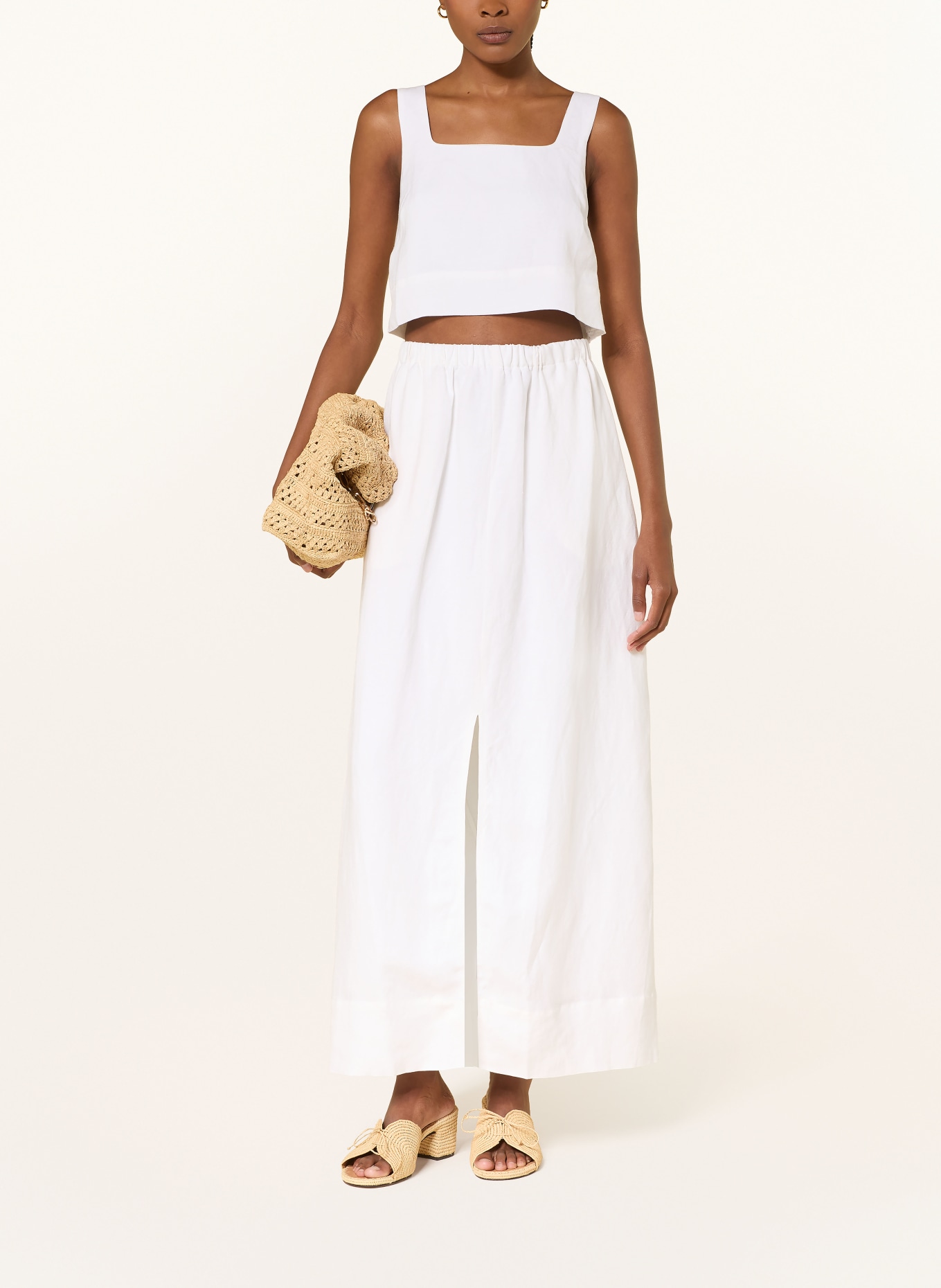LEZU Cropped-Top ALEA mit Leinen: WEISS
