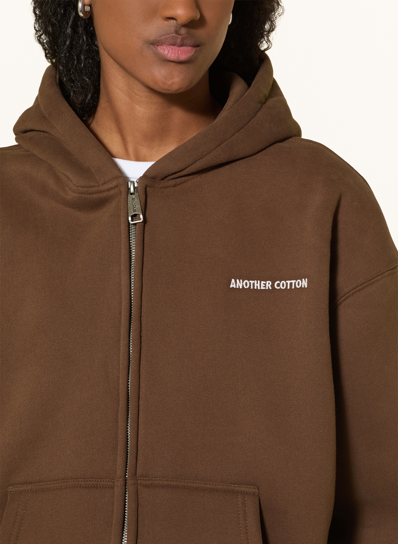 another COTTON LAB Sweatjakke EASY RIDES: BRUN / HVID