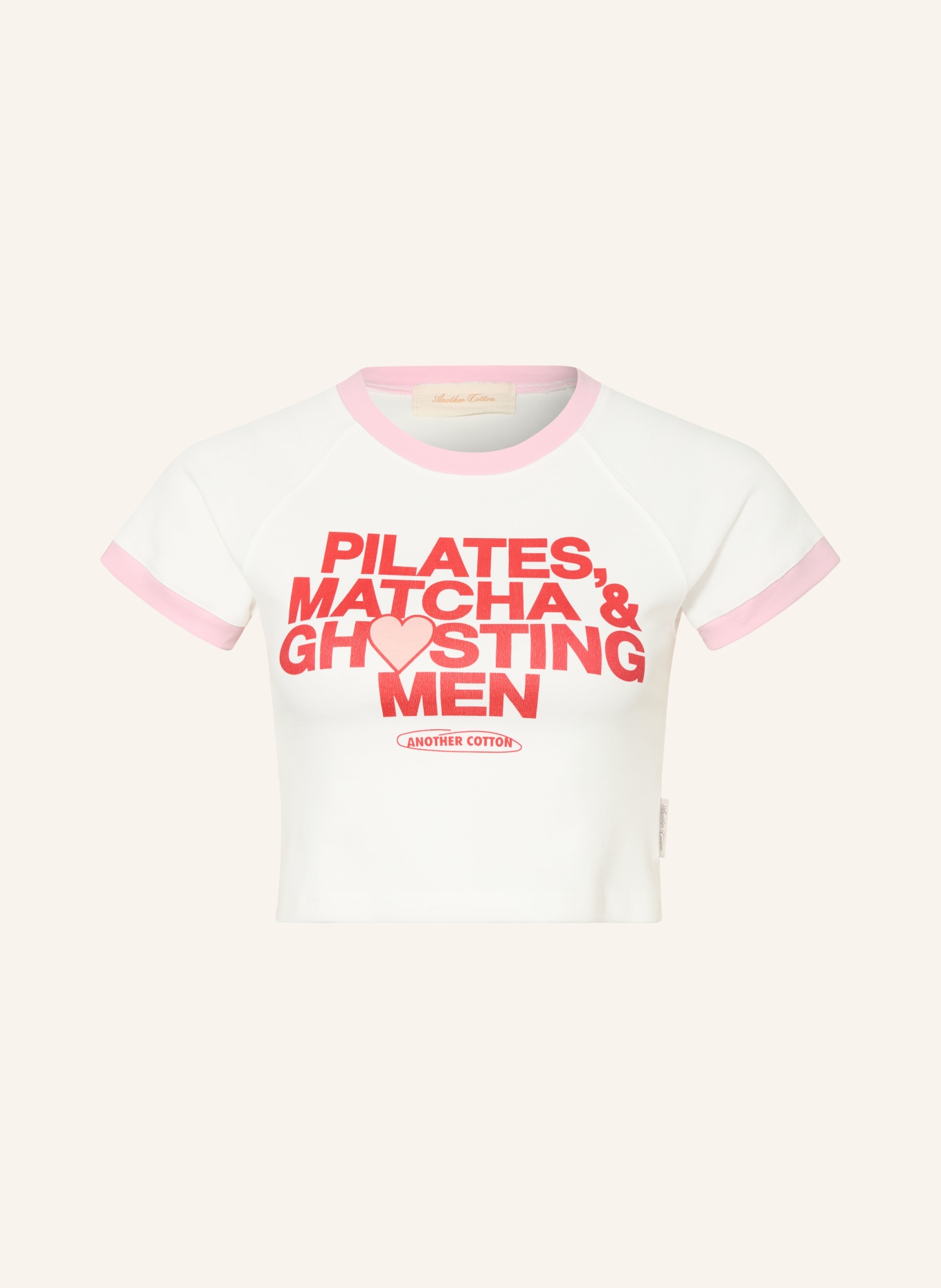 another COTTON LAB Kort T-shirt: CREME / ROSA / RØD