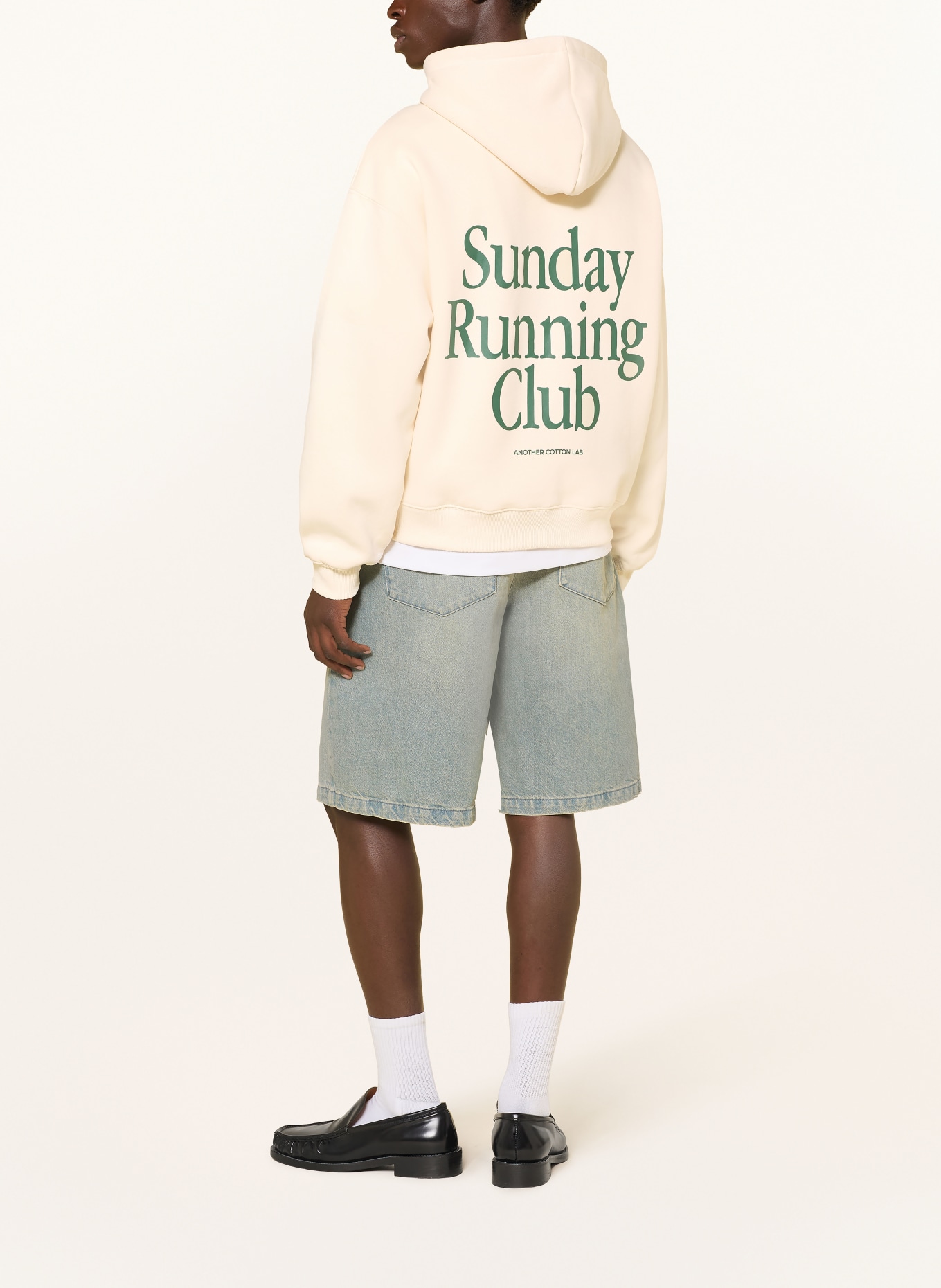 another COTTON LAB Oversized-Hoodie: CREME / DUNKELGRÜN