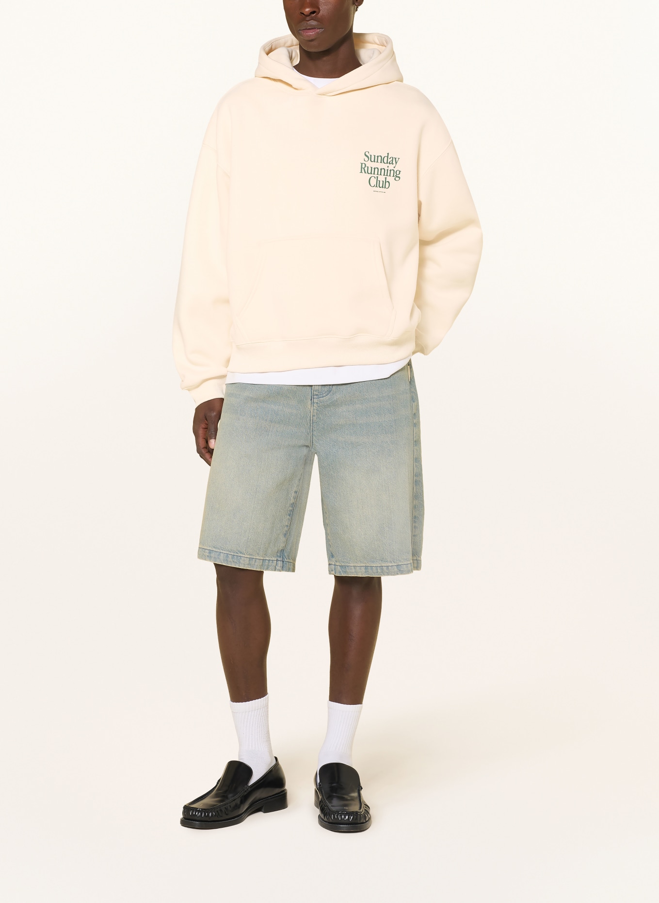 another COTTON LAB Oversized-Hoodie: CREME / DUNKELGRÜN
