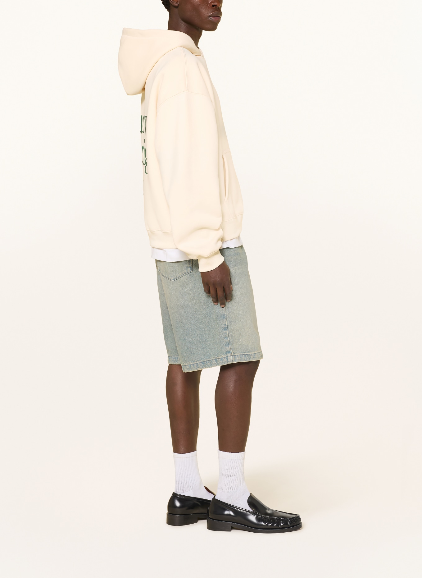 another COTTON LAB Oversized-Hoodie: CREME / DUNKELGRÜN