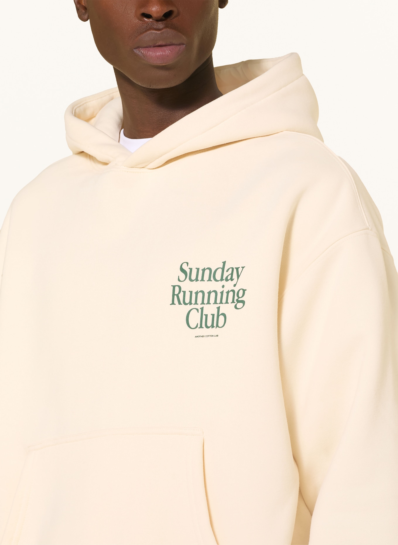 another COTTON LAB Oversized-Hoodie: CREME / DUNKELGRÜN
