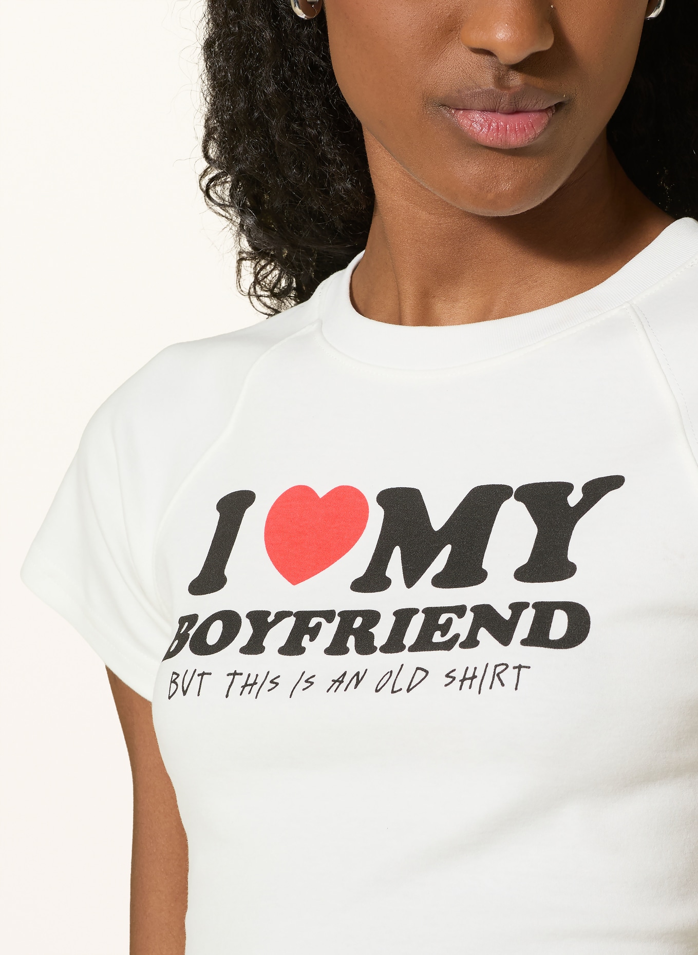 another COTTON LAB Cropped shirt: WHITE / RED / BLACK