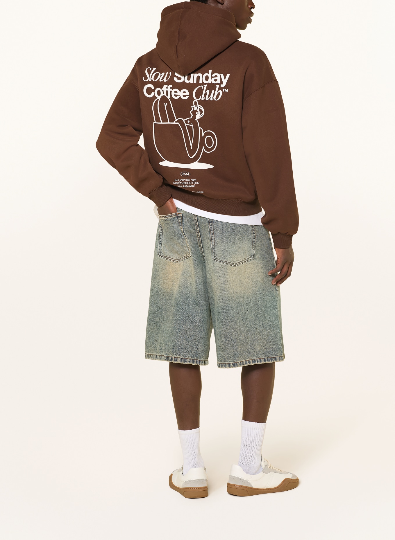another COTTON LAB Oversized-Hoodie: BRAUN / WEISS