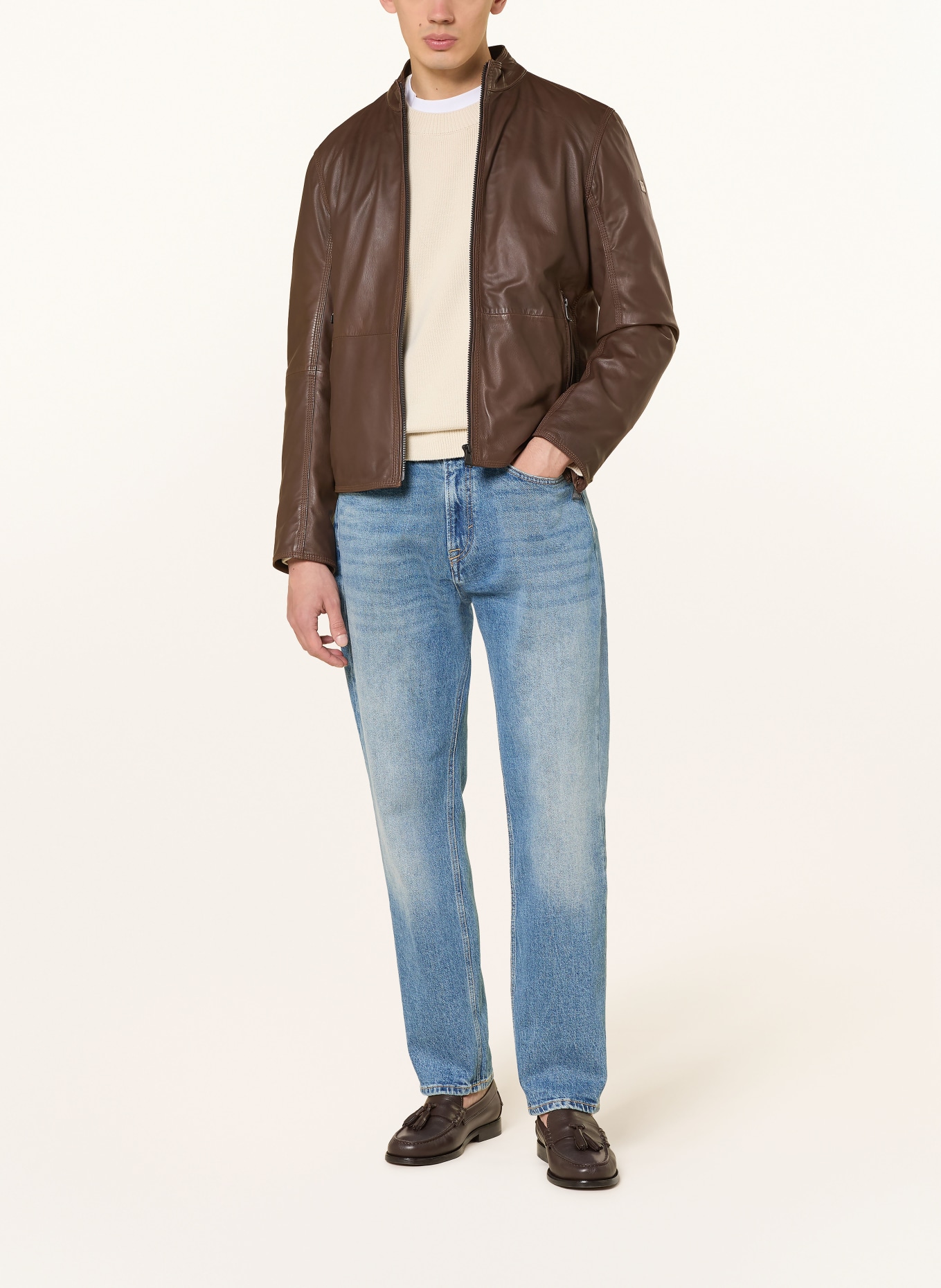 JOOP! JEANS Leather jacket: BROWN