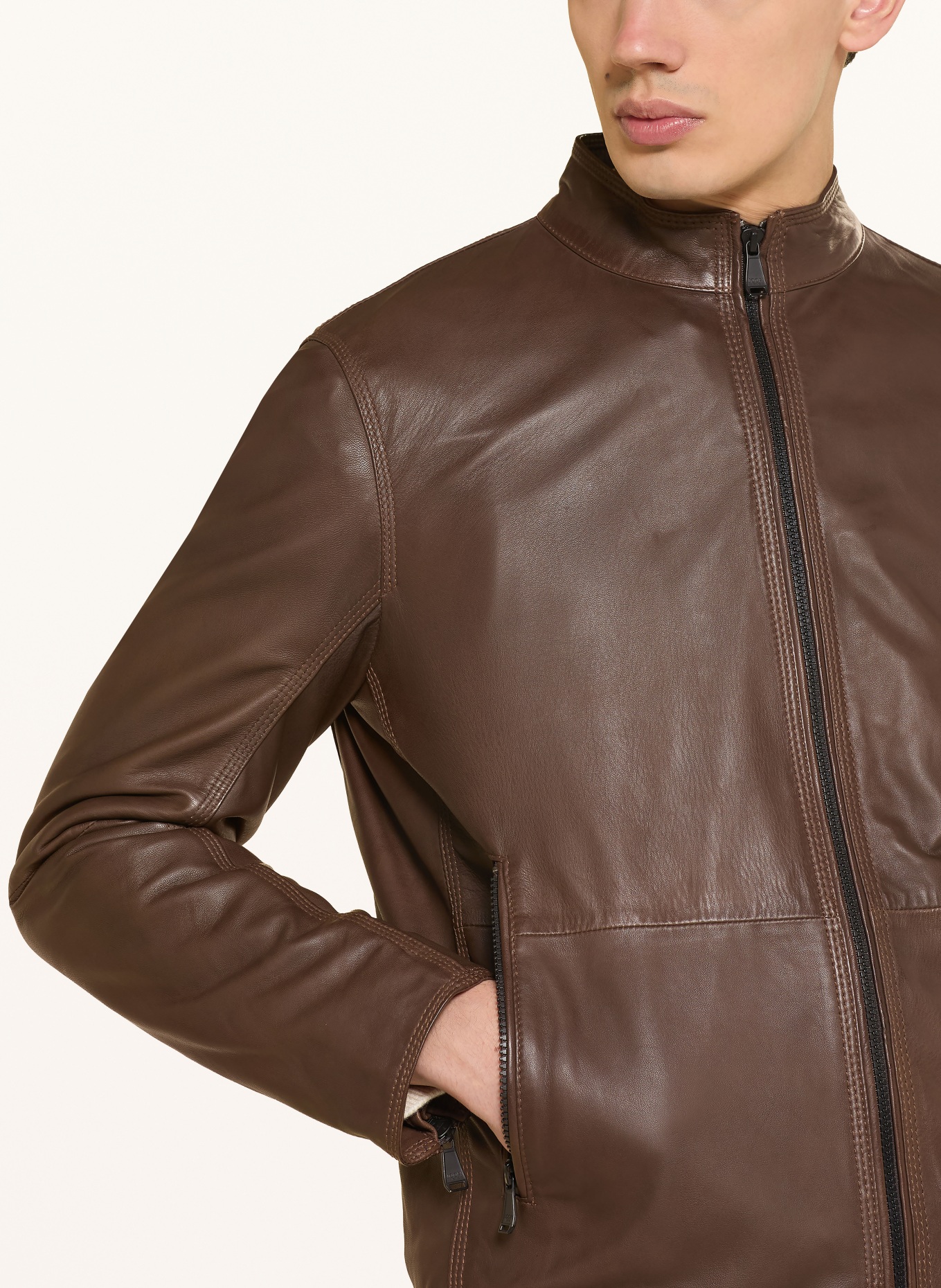 JOOP! JEANS Leather jacket: BROWN