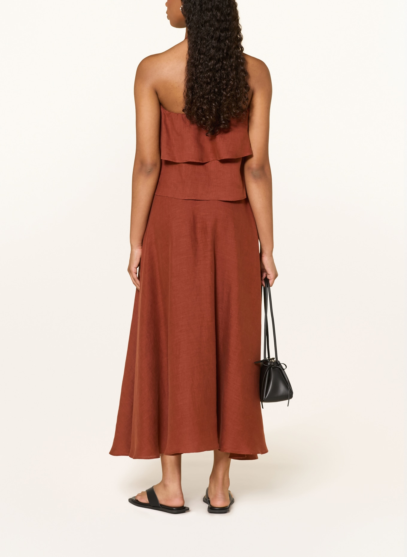 DRYKORN RIVANA linen top with ruffles: BROWN