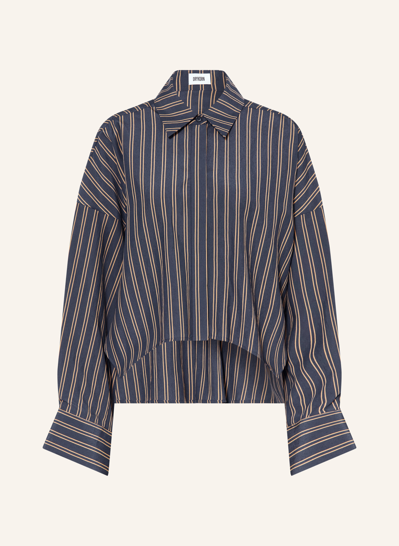 DRYKORN Overhemdblouse OSHIA: DONKERBLAUW / CAMEL