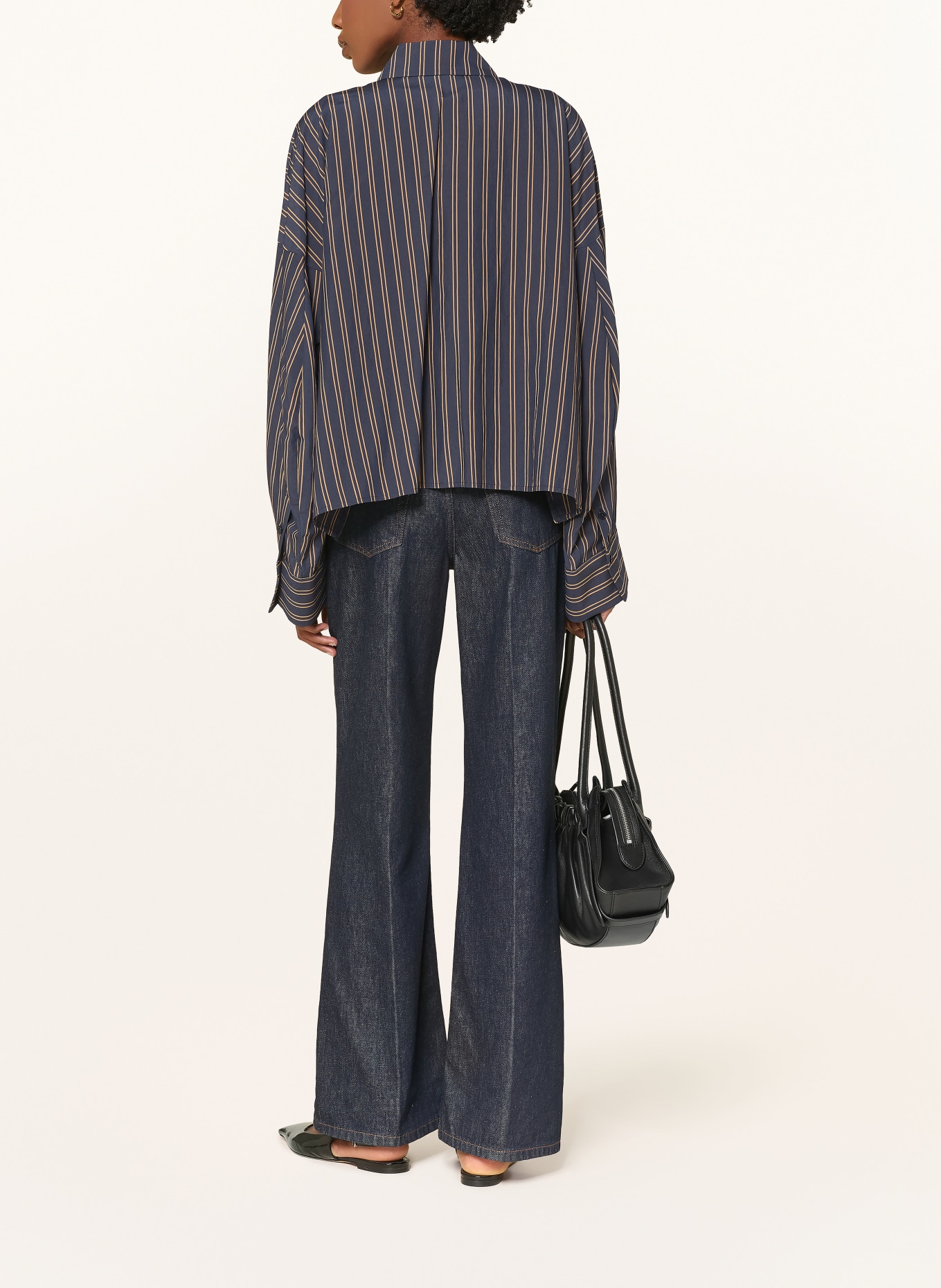 DRYKORN Overhemdblouse OSHIA: DONKERBLAUW / CAMEL