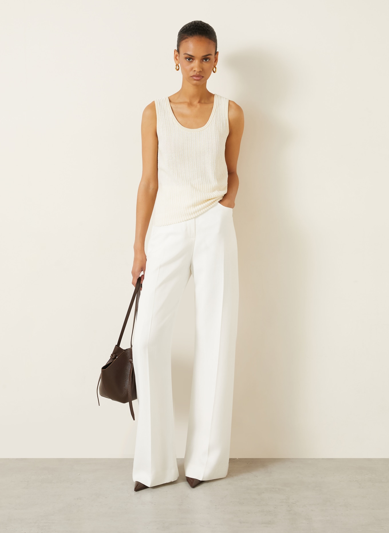 Proenza Schouler Strikket top LENNOX WHITE LABEL: LYSEBRUN / BEIGE