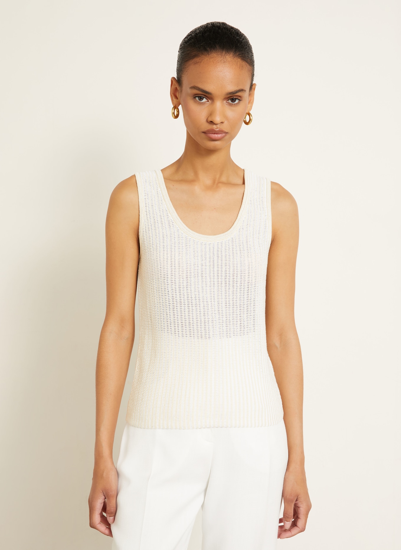 Proenza Schouler Strikket top LENNOX WHITE LABEL: LYSEBRUN / BEIGE