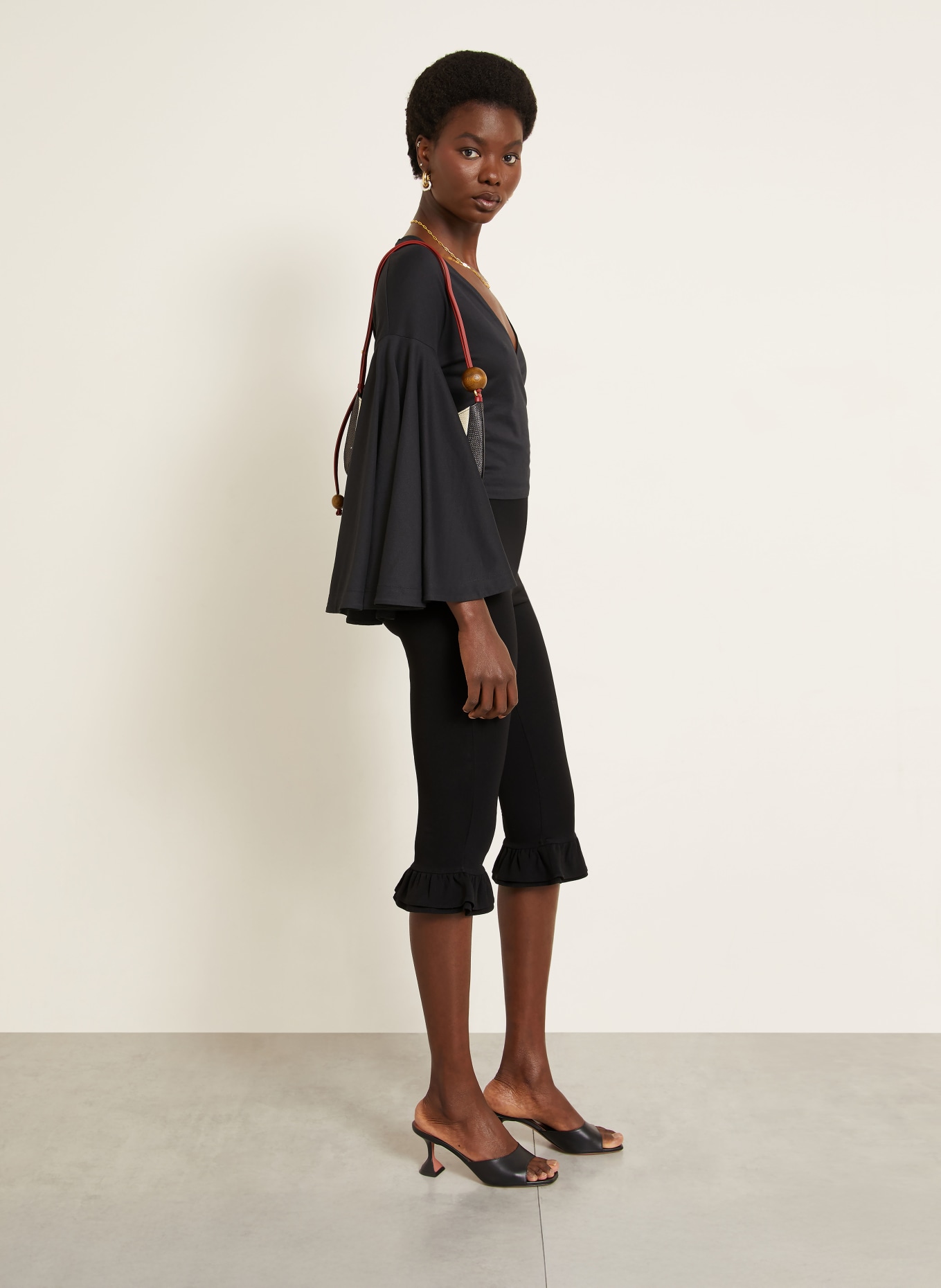 JACQUEMUS Leggings LE BERMUDA PLAYA à volants: NOIR