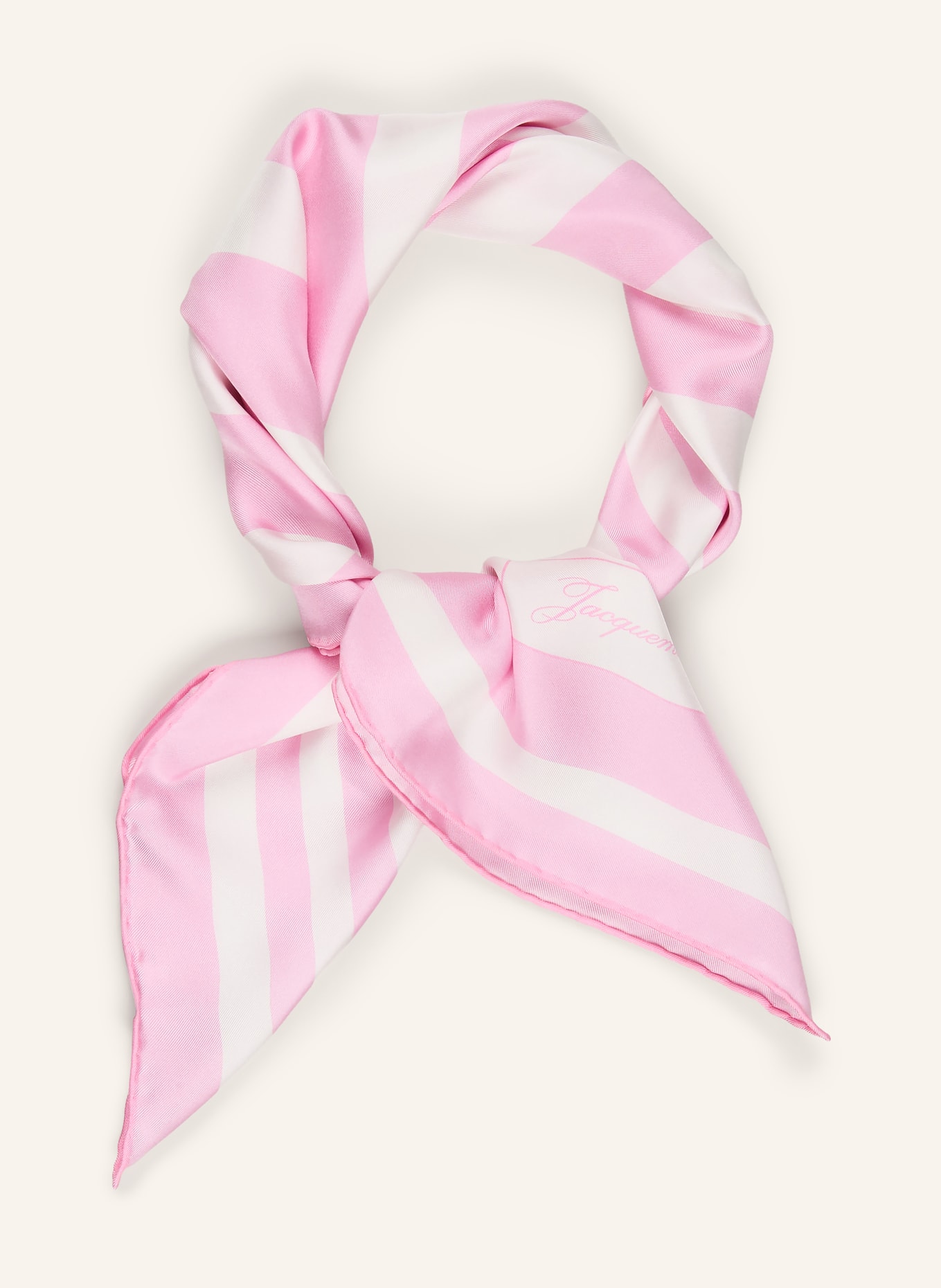 JACQUEMUS Zijden sjaal LE FOULARD À RAYURES: ROZE / WIT