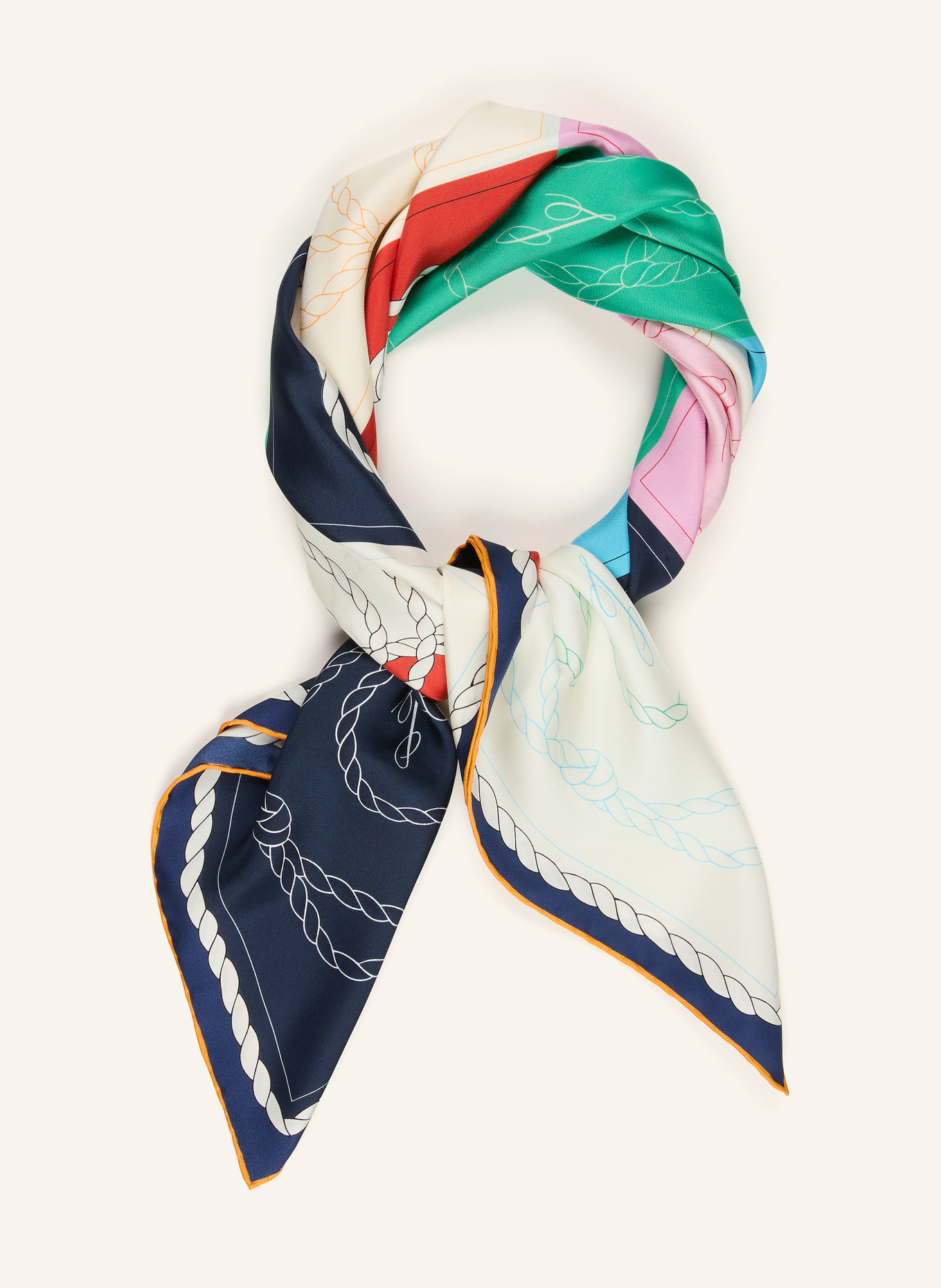 JACQUEMUS Zijden sjaal LE FOULARD À RAYURES: DONKERBLAUW / ROZE / WIT