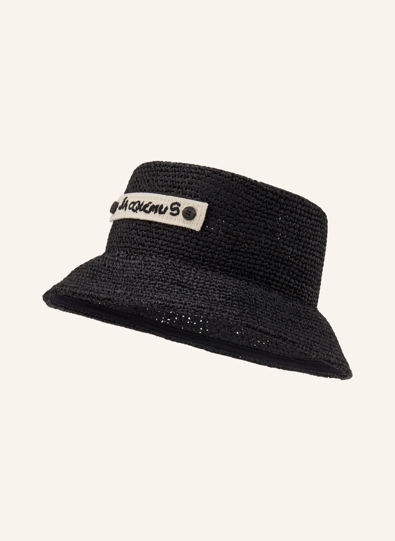 JACQUEMUS Stråhat LE BOB PLAGE: SORT / CREME