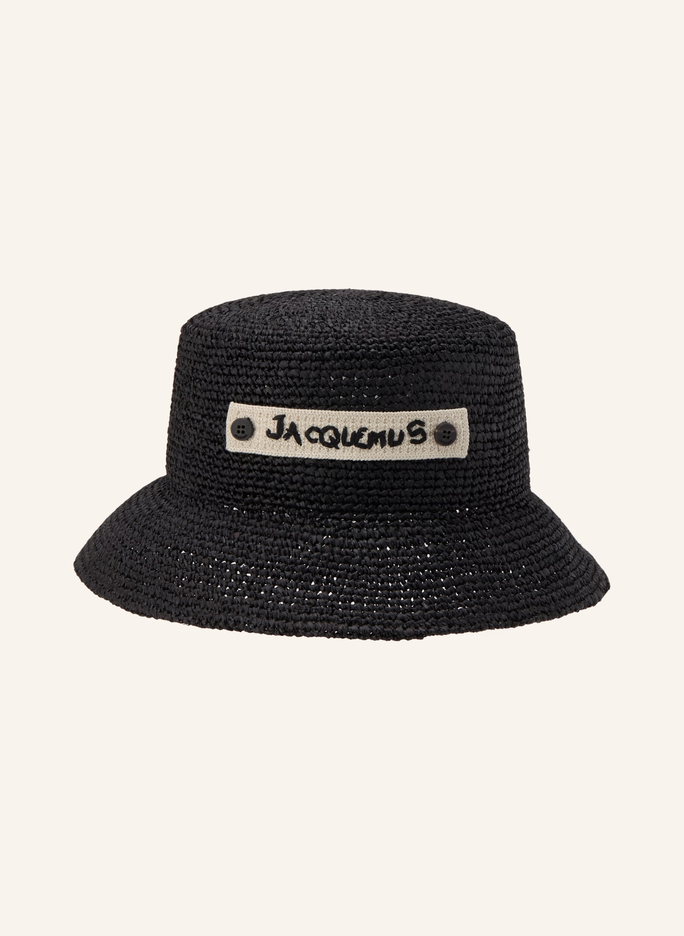 JACQUEMUS Stråhat LE BOB PLAGE: SORT / CREME
