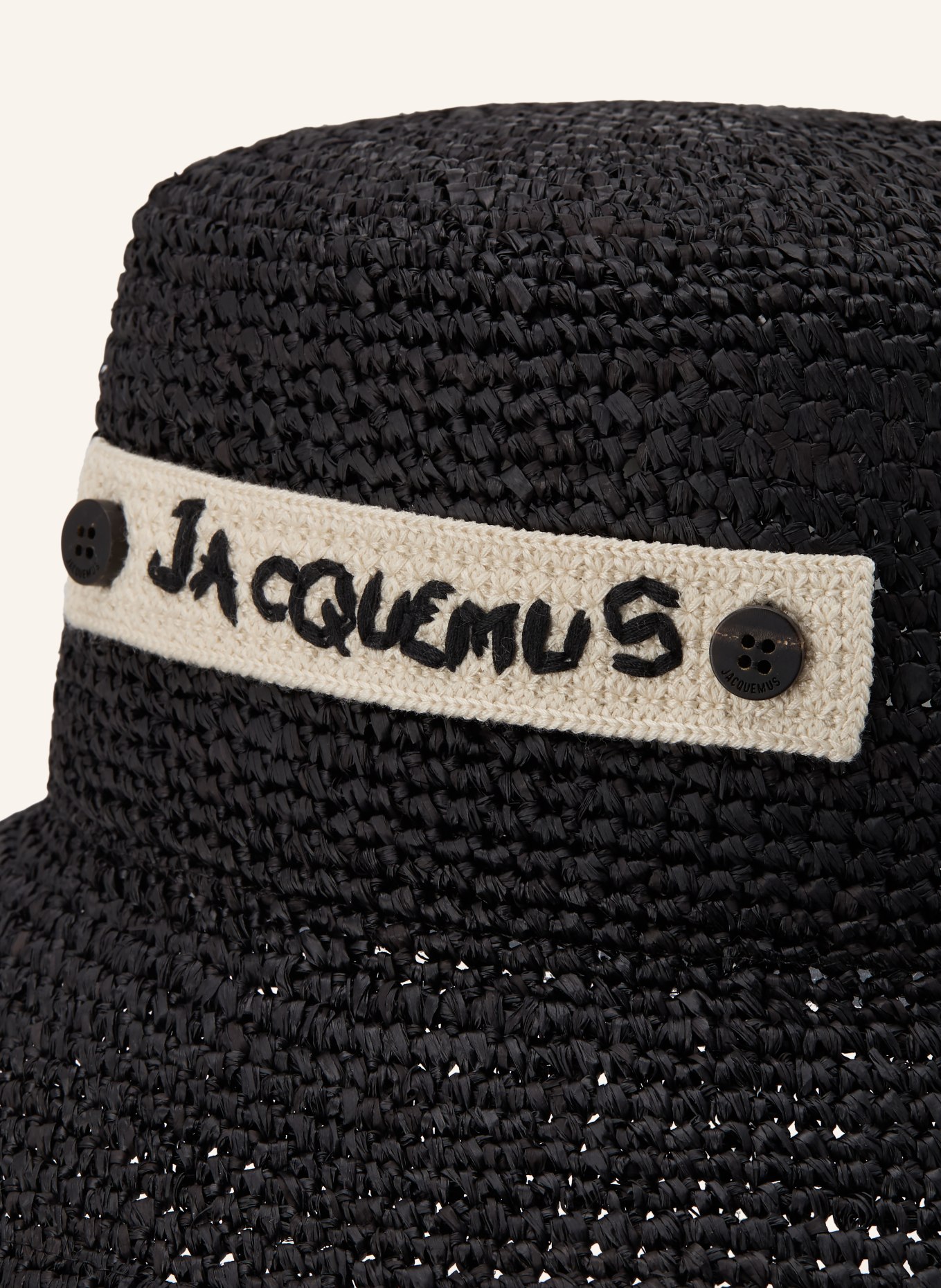 JACQUEMUS Stråhat LE BOB PLAGE: SORT / CREME