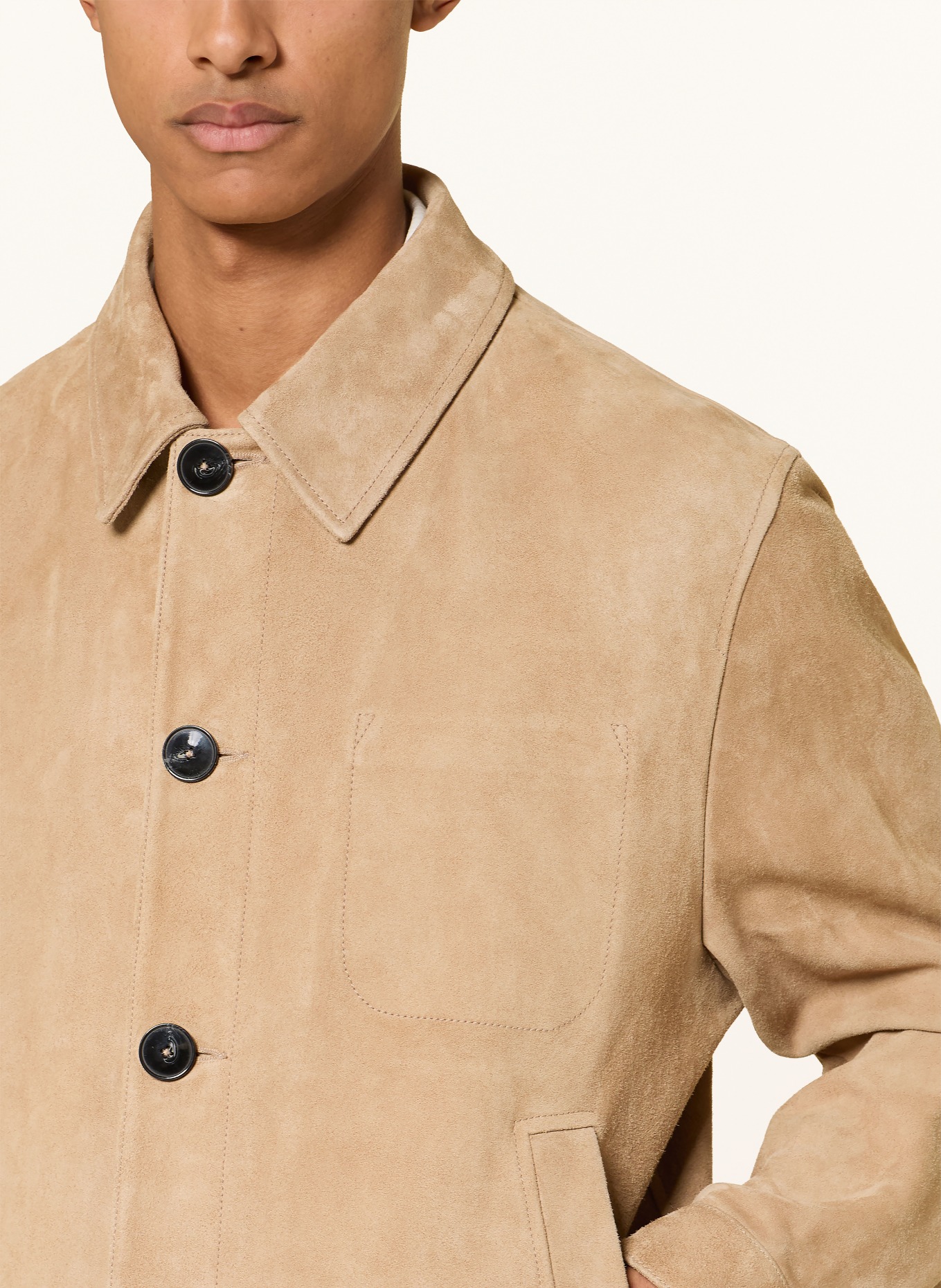 HUGO Læderjakke LIGOR: BEIGE