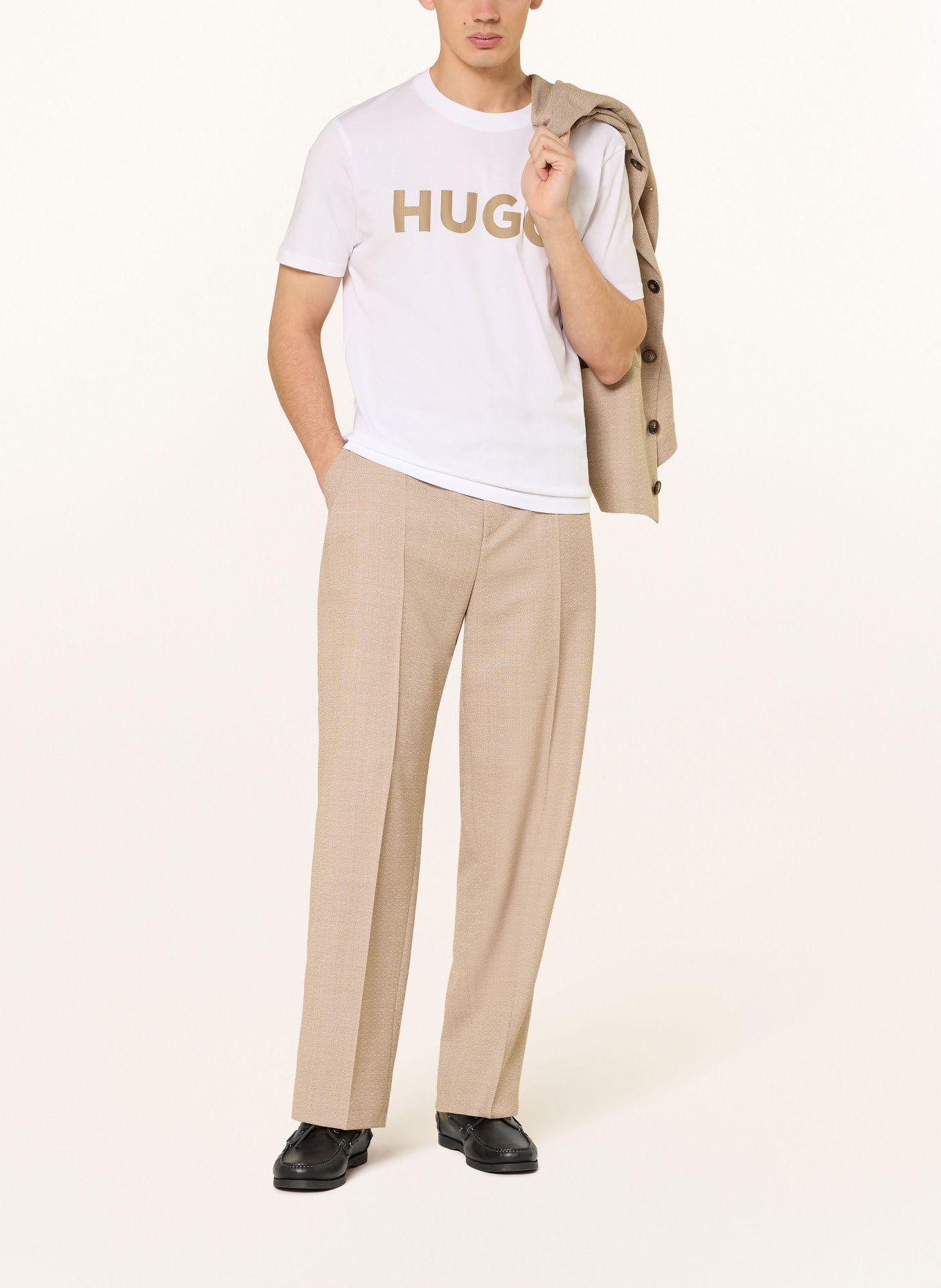 HUGO T-Shirt DULIVIO: WEISS / CAMEL