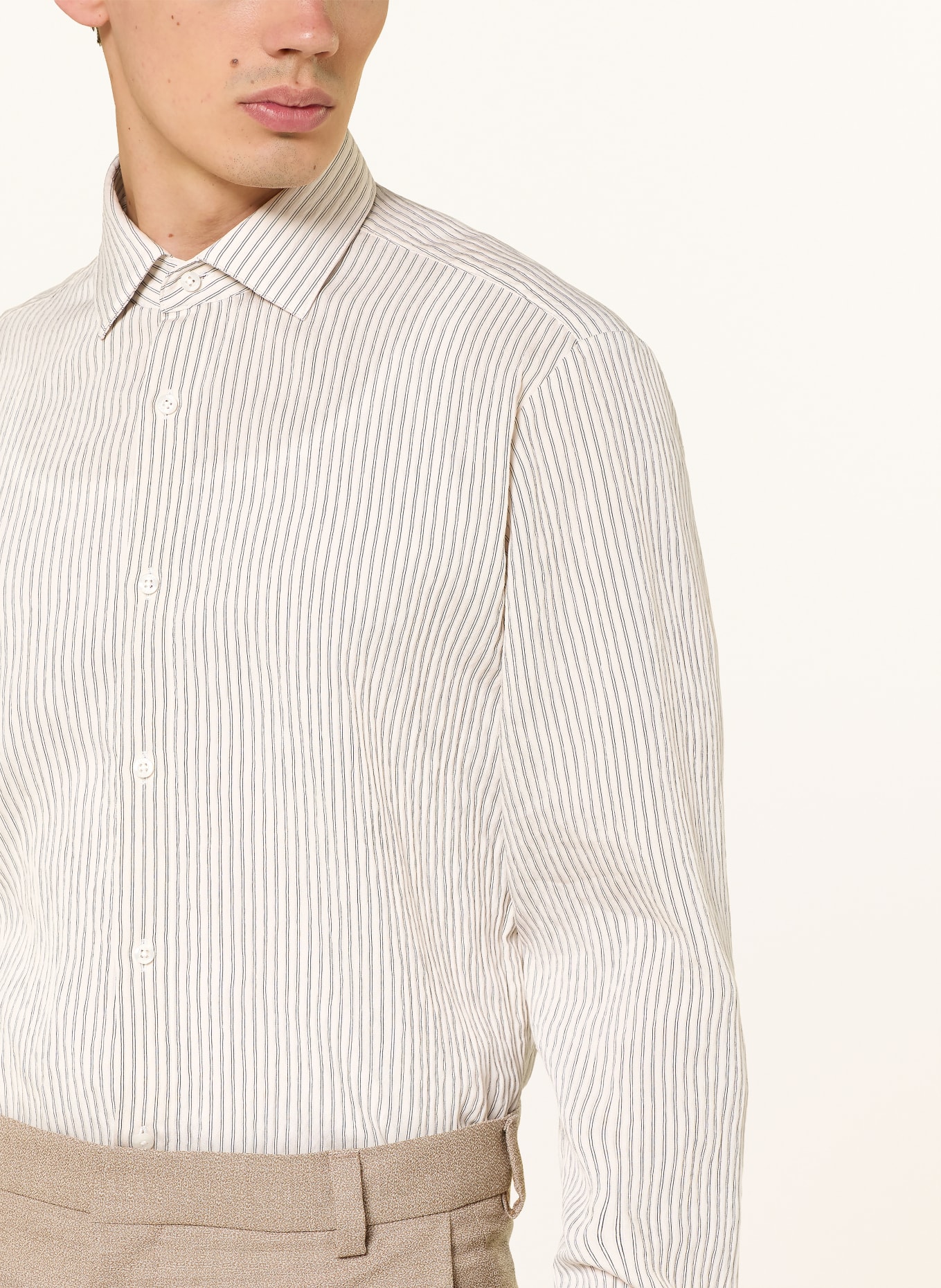 HUGO Košile VALERIO Slim Fit: KRÉMOVÁ / ČERNÁ