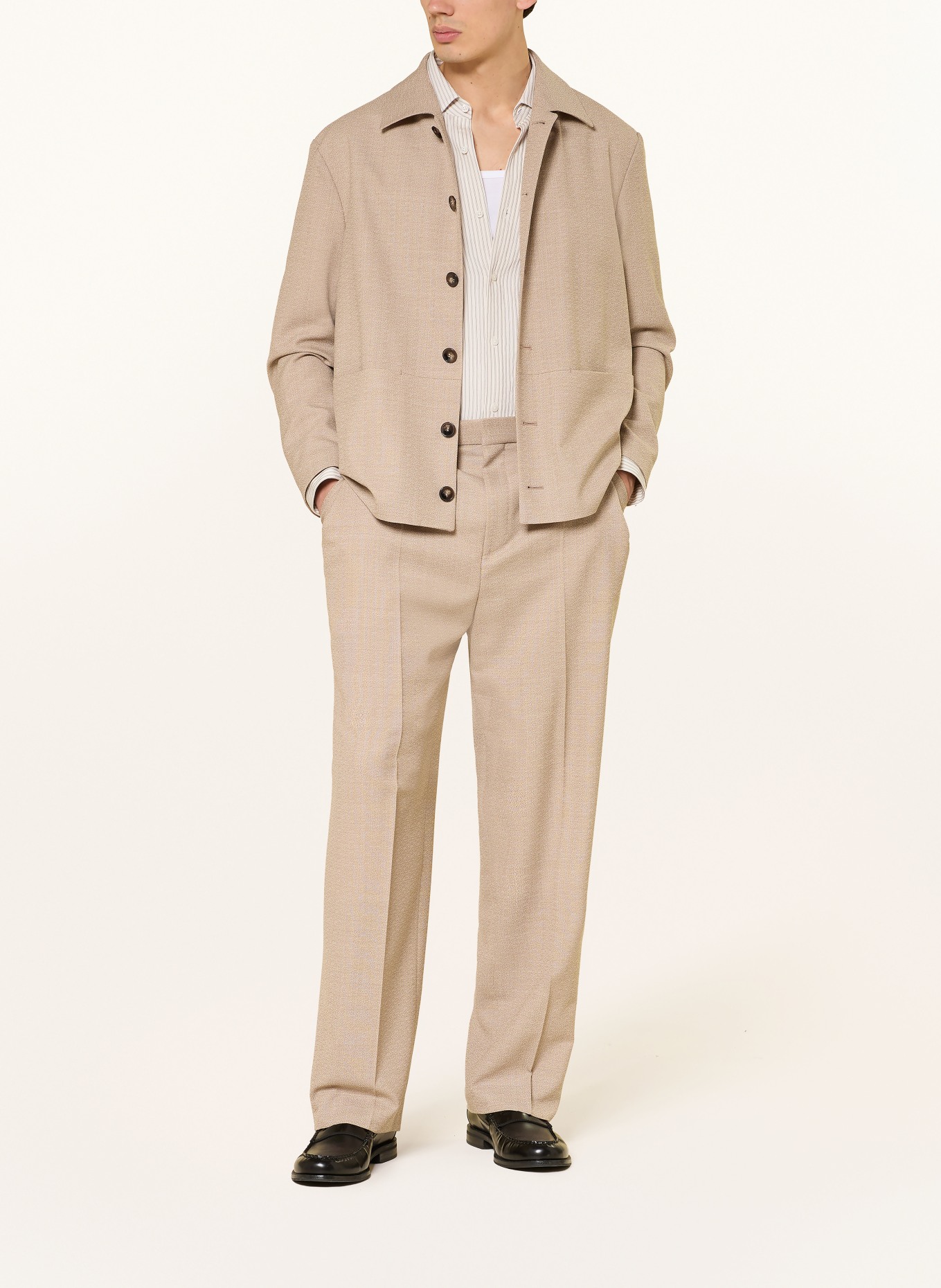 HUGO Košile VALERIO Slim Fit: KRÉMOVÁ / ČERNÁ