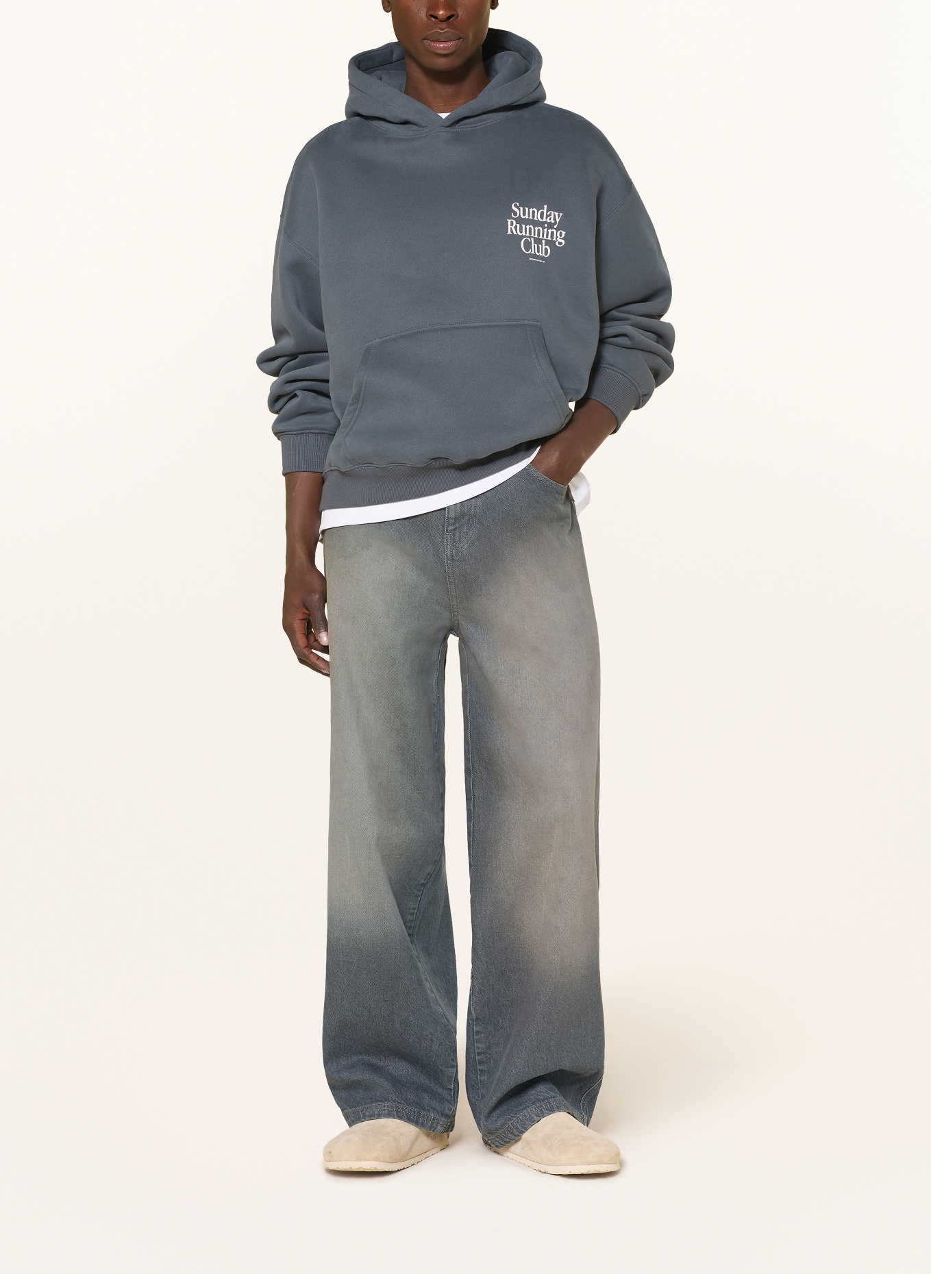 another COTTON LAB Oversized-Hoodie: BLAUGRAU / WEISS