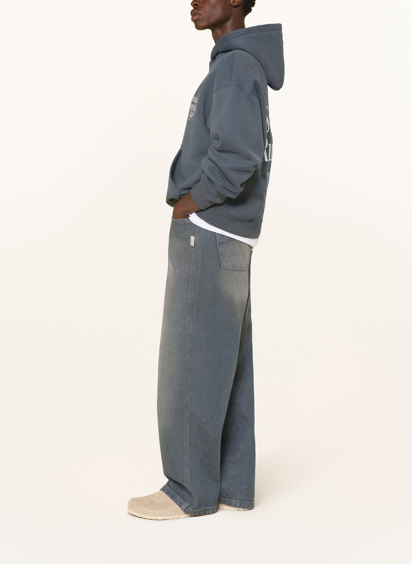 another COTTON LAB Oversized-Hoodie: BLAUGRAU / WEISS