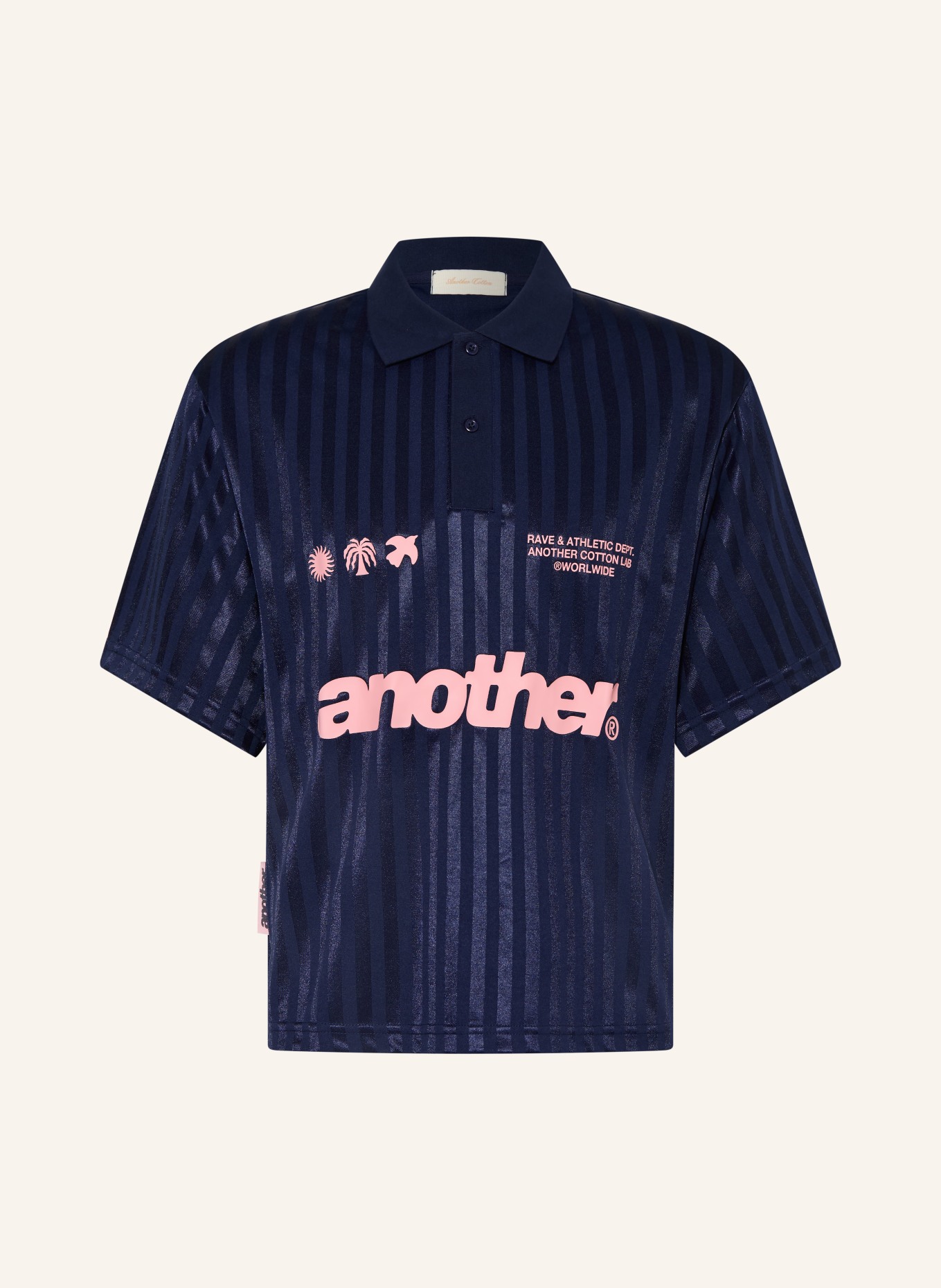 another COTTON LAB Jersey polo shirt: DARK BLUE / PINK