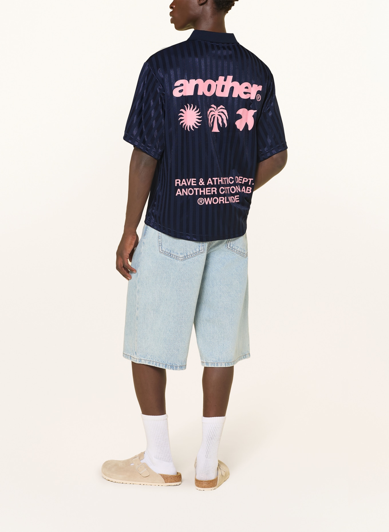 another COTTON LAB Jersey polo shirt: DARK BLUE / PINK
