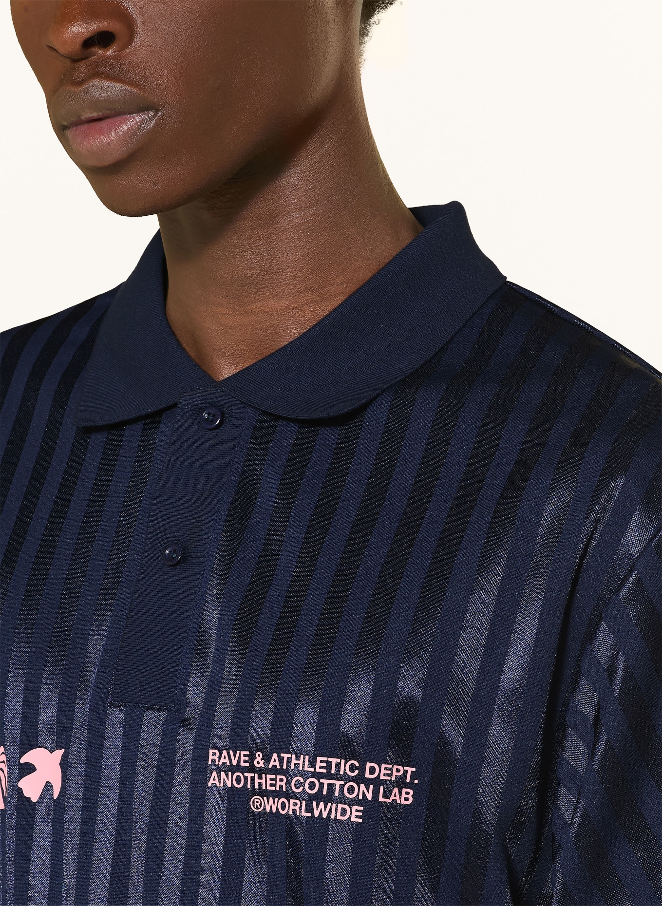 another COTTON LAB Jersey polo shirt: DARK BLUE / PINK