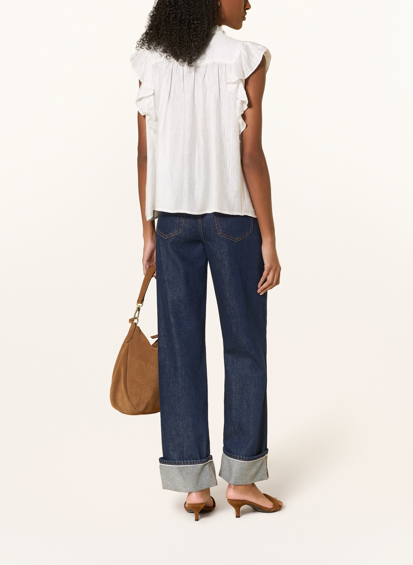 co'couture TASSYCC-blouse van mousseline met ruches: WIT