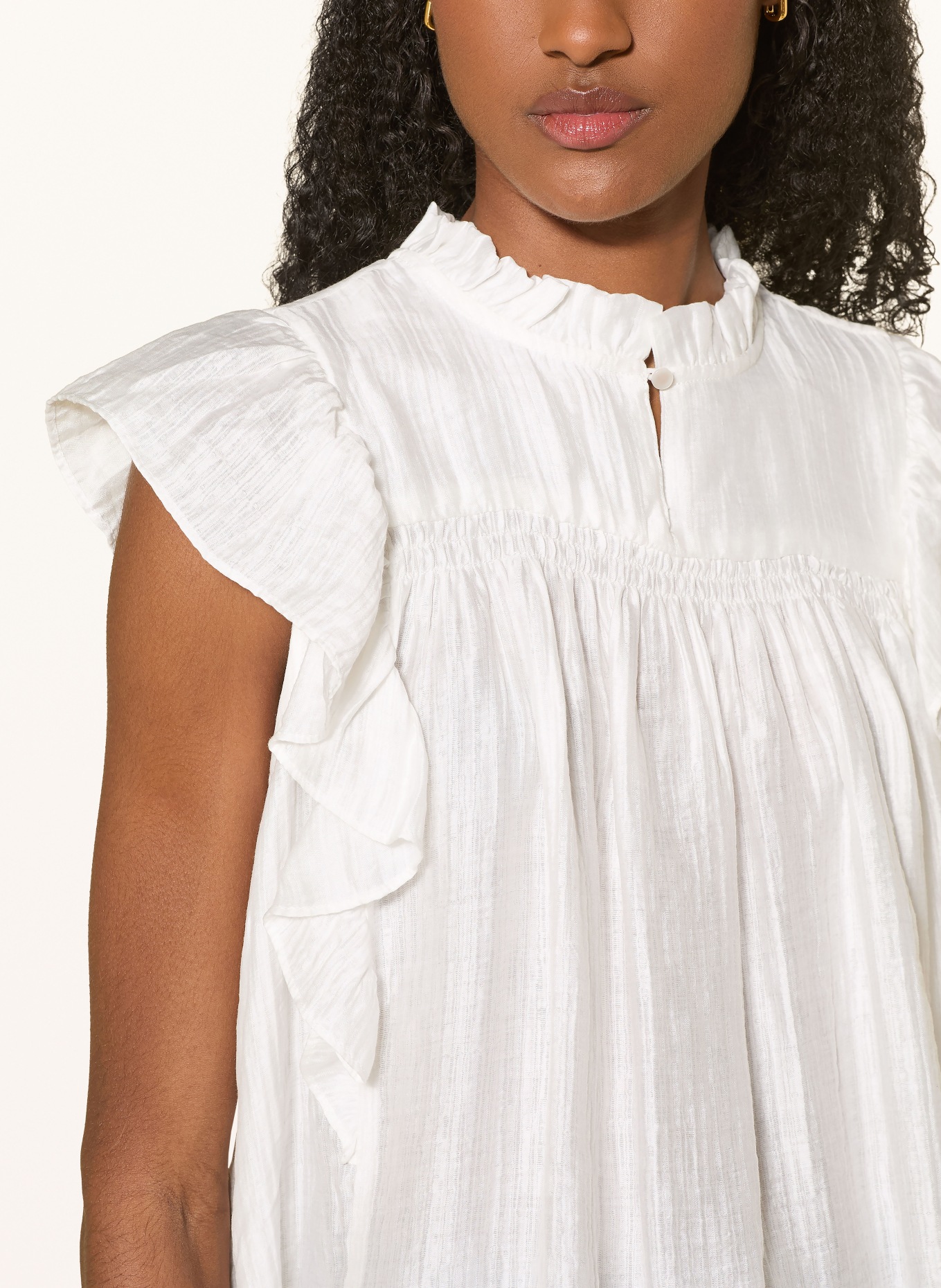 co'couture TASSYCC-blouse van mousseline met ruches: WIT