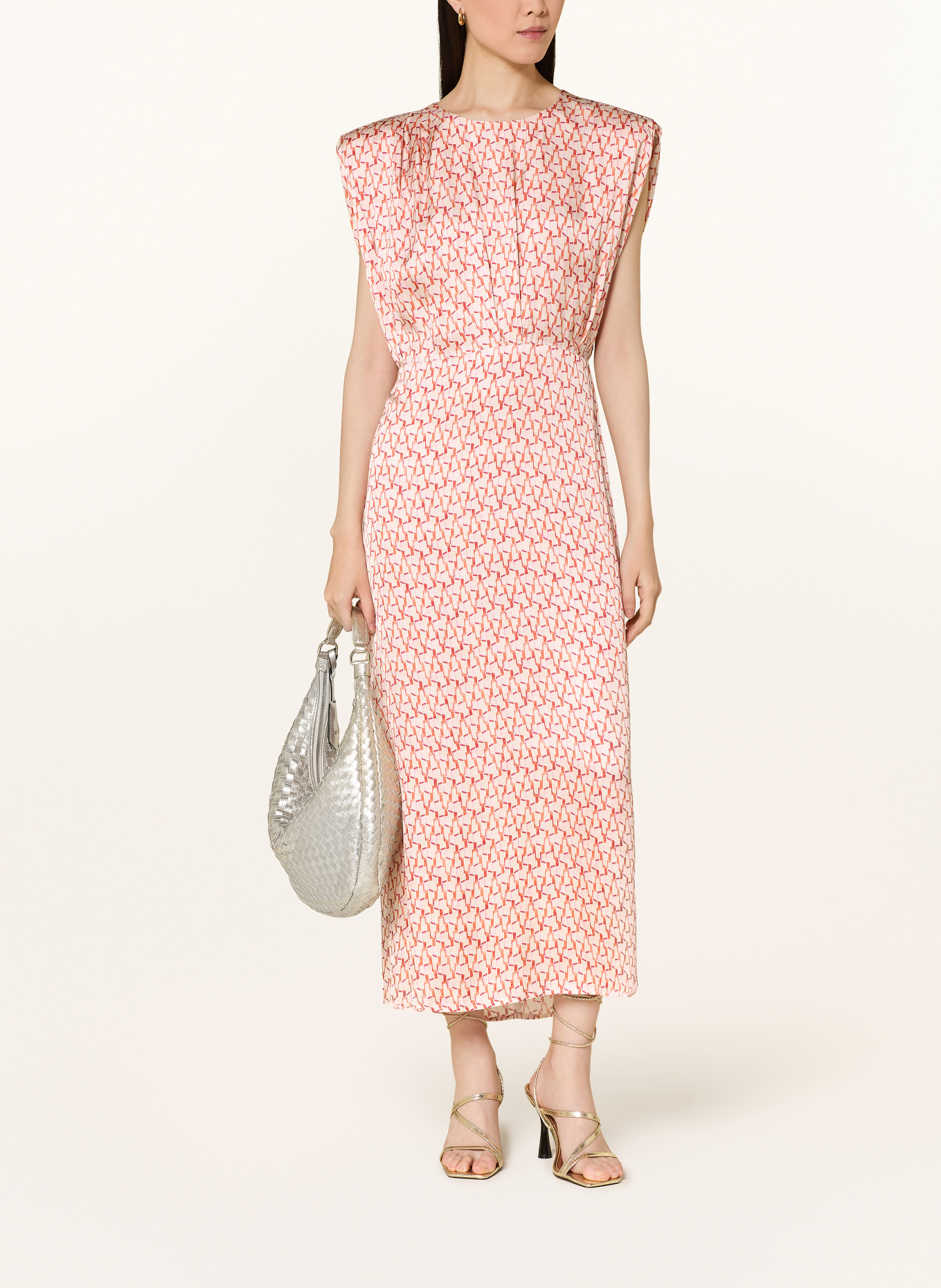 co'couture CARMINECC satin dress with cut-out: DARK ORANGE / CREAM / FUCHSIA