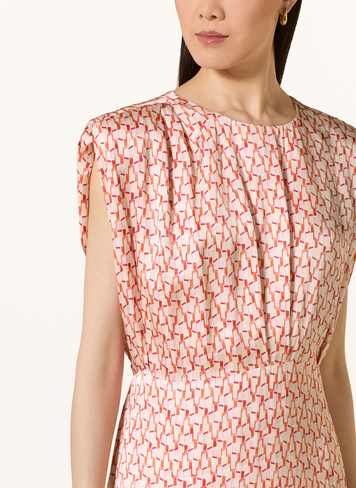 co'couture CARMINECC satin dress with cut-out: DARK ORANGE / CREAM / FUCHSIA