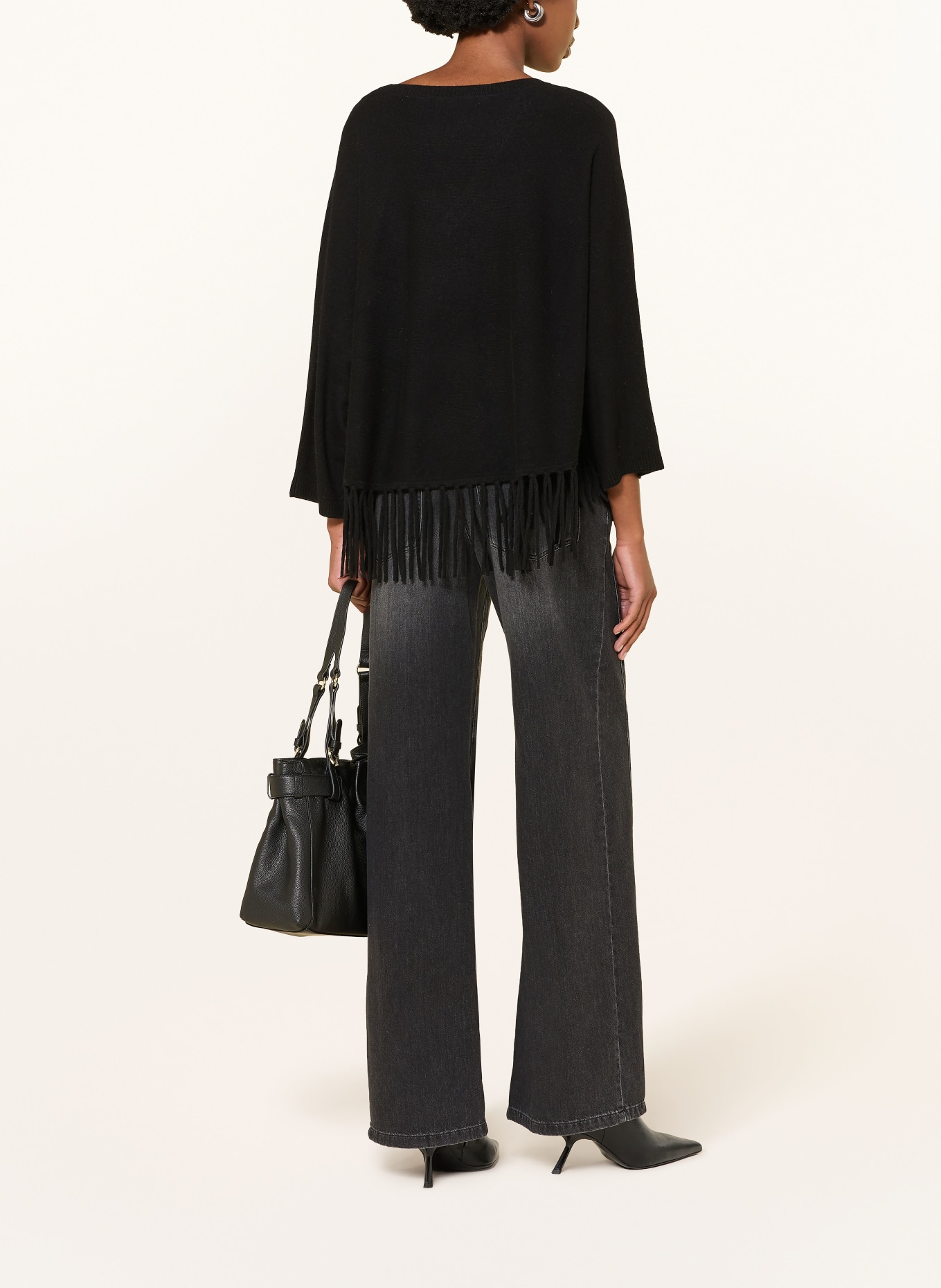HERZENS Pullover mit Cashmere und 3/4-Arm: SCHWARZ