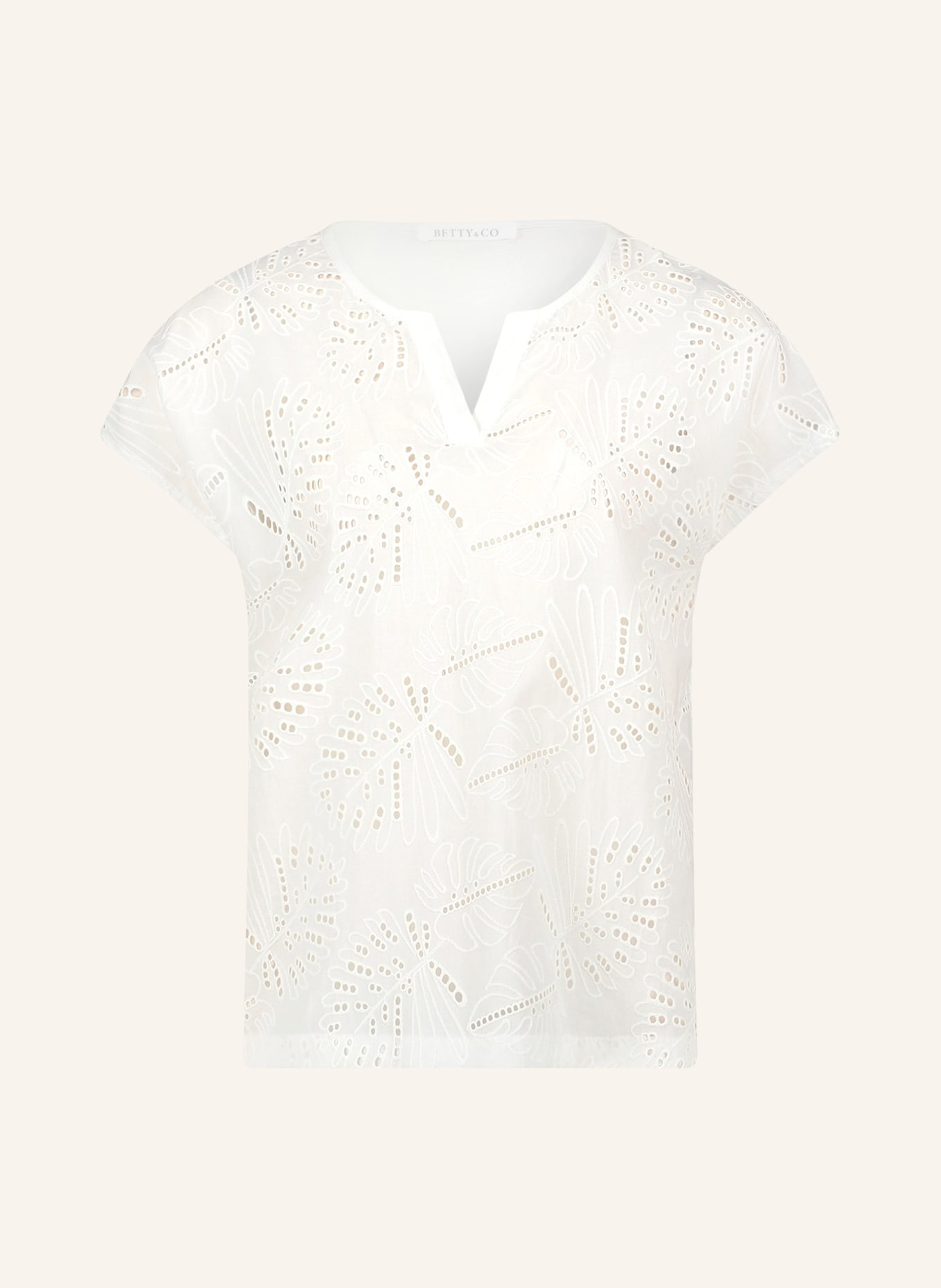 BETTY&CO T-Shirt im Materialmix mit Lochspitze: WEISS
