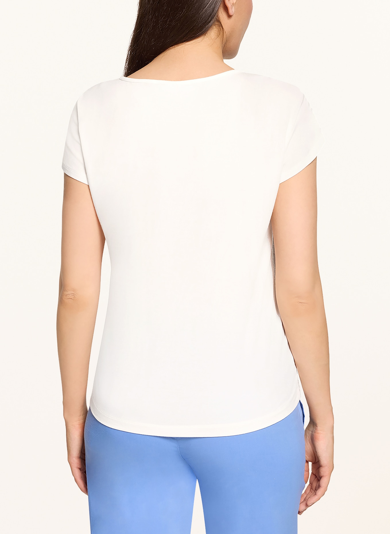 BETTY&CO T-Shirt im Materialmix mit Lochspitze: WEISS